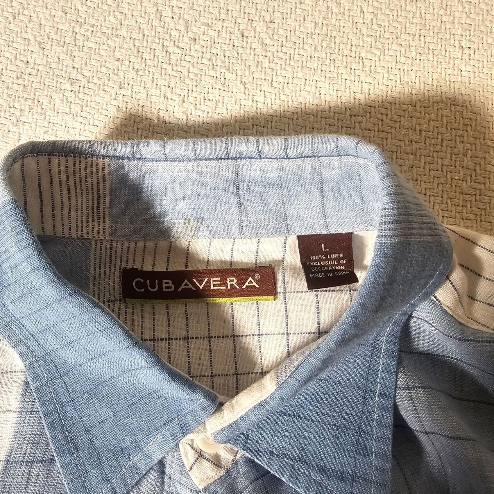 Cubavera Cubavera Shirt Mens L Blue Linen Checkered Button Short Sleeve Beach Size US L / EU 52-54 / 3 - 2 Thumbnail