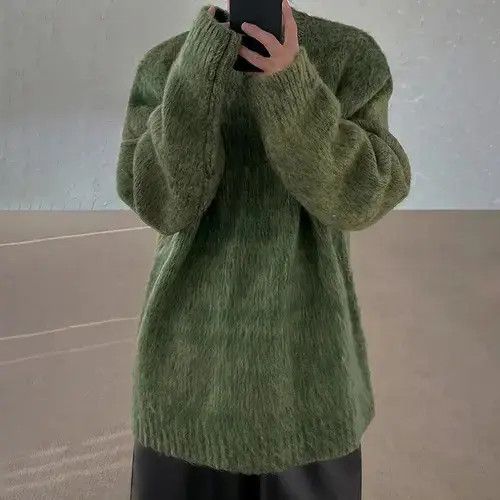 Vintage Green Mohair Knit Sweater Y2k streetwear Size US L / EU 52-54 / 3 - 2 Thumbnail