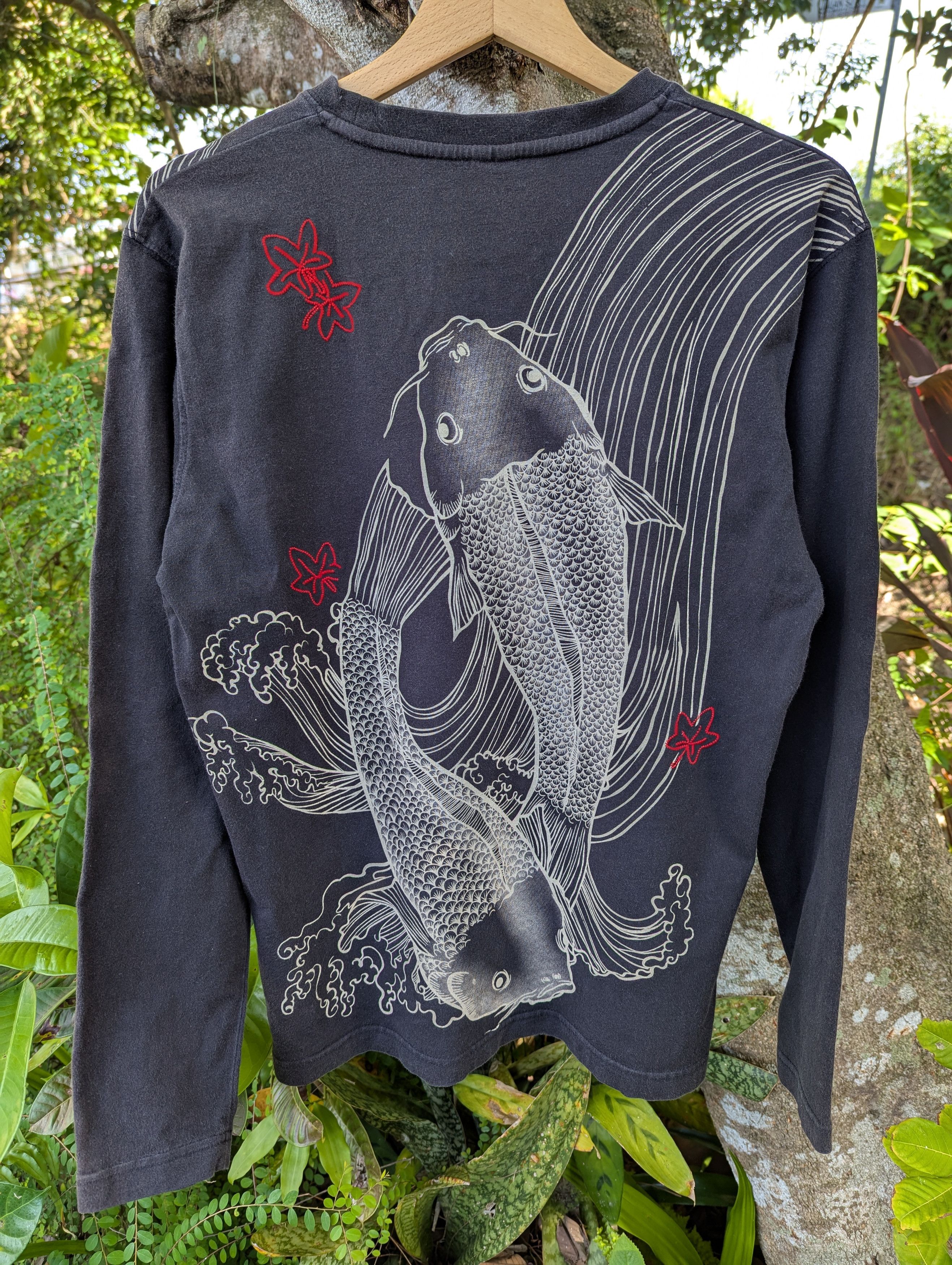 Cropped Heads Vintage Embroidered Koi Fish Longsleeve Shirt