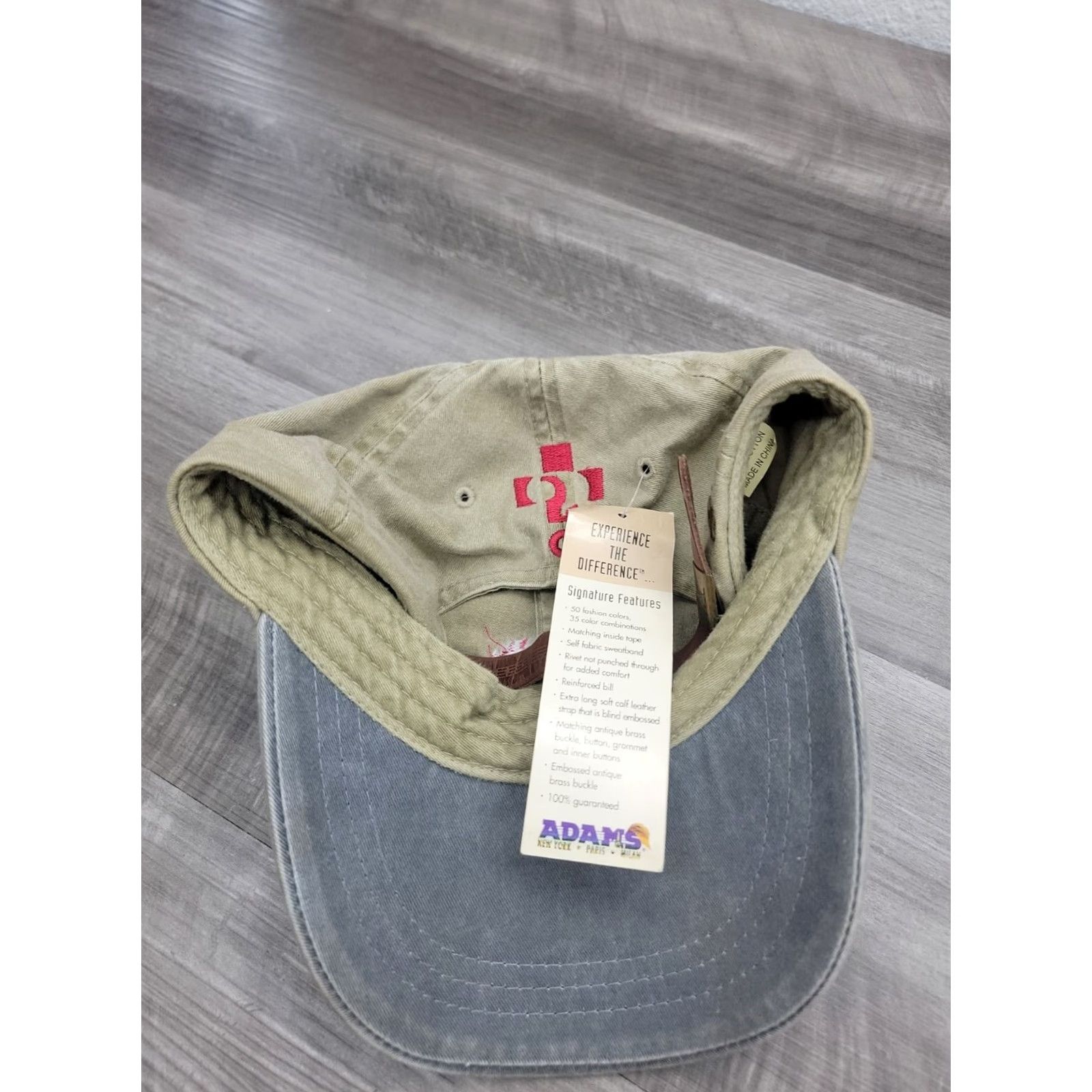 Vintage VINTAGE Adams Buckle Strapback Cap Hat Khaki NWT Leather Strap Men One Size Khaki/Gray Baseball Cap Size ONE SIZE - 4 Thumbnail