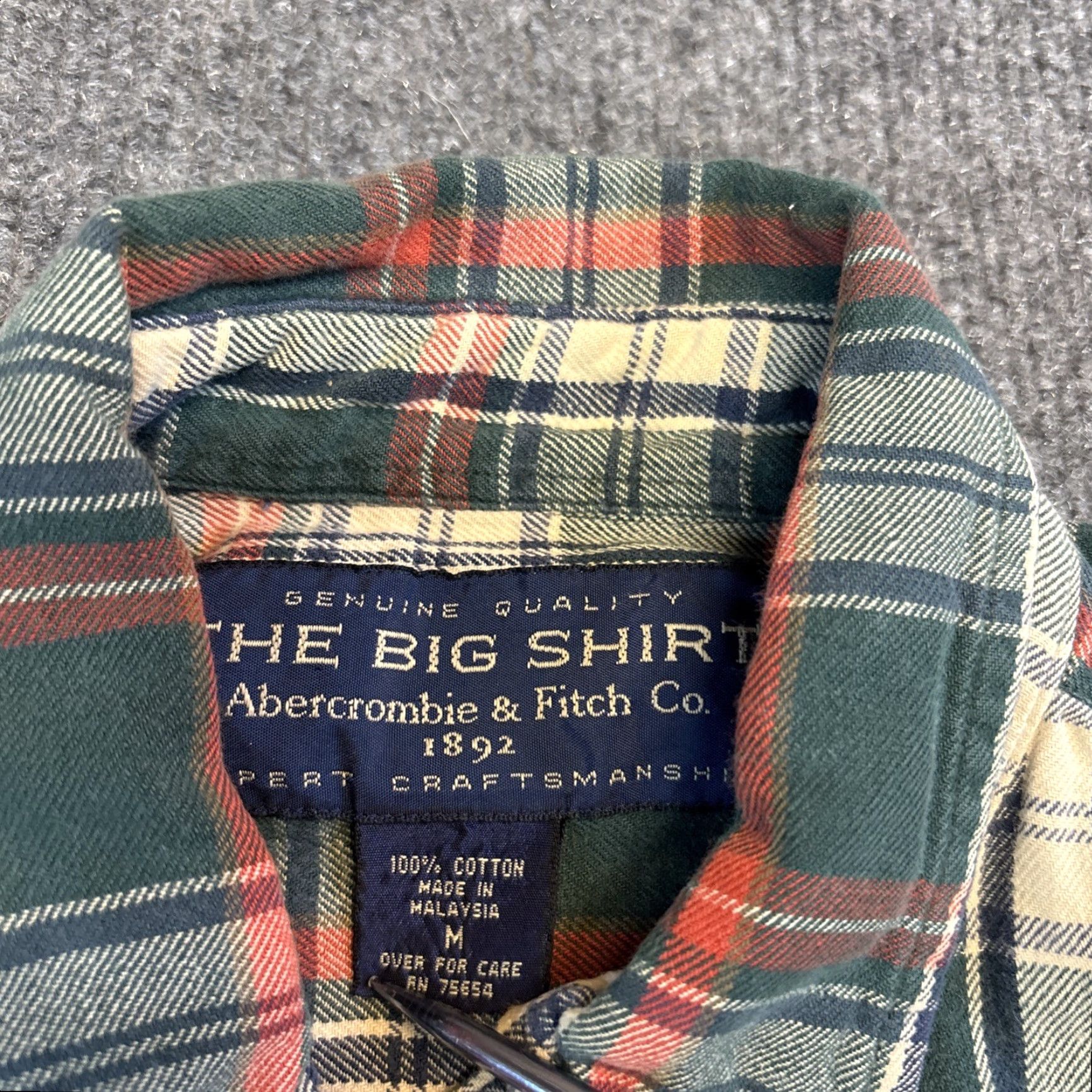 Abercrombie & Fitch VINTAGE Abercrombie & Fitch The Big Shirt Flannel Button-Up Long Sleeve M Green 90s Unisex Adults Mens Womens Shirts Size US M / EU 48-50 / 2 - 2 Thumbnail