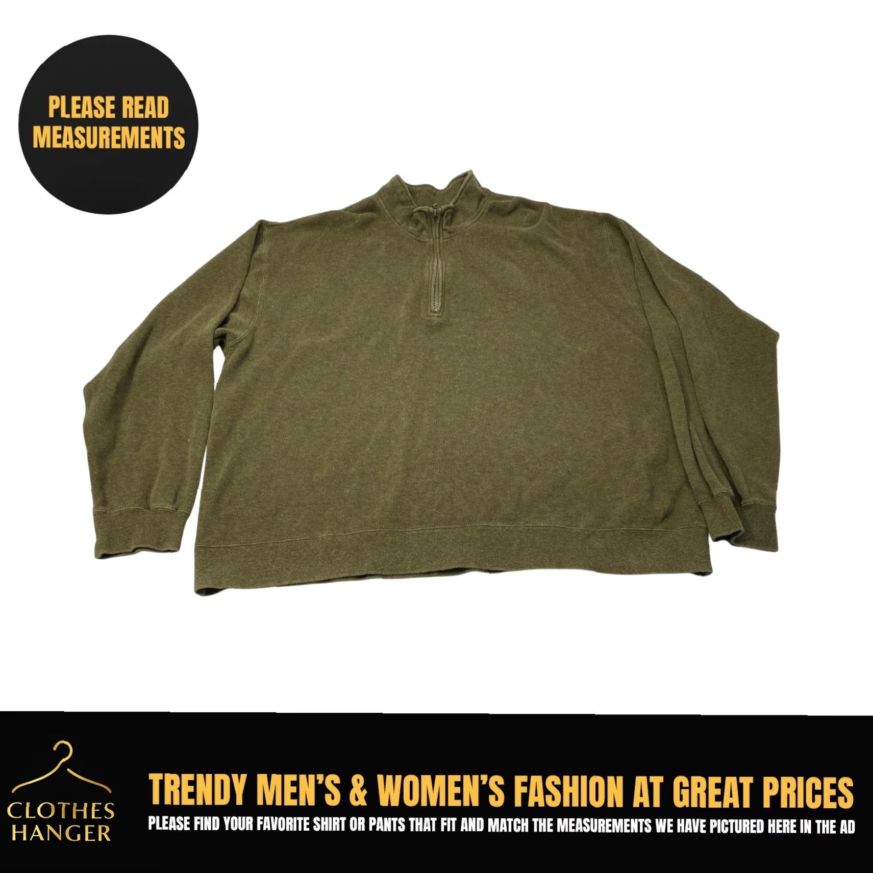 Orvis ORVIS 1/4 Zip Pullover Sweater Men's 2XL Long Sleeve Olive 100% Cotton 7279 Size US XXL / EU 58 / 5 - 2 Thumbnail