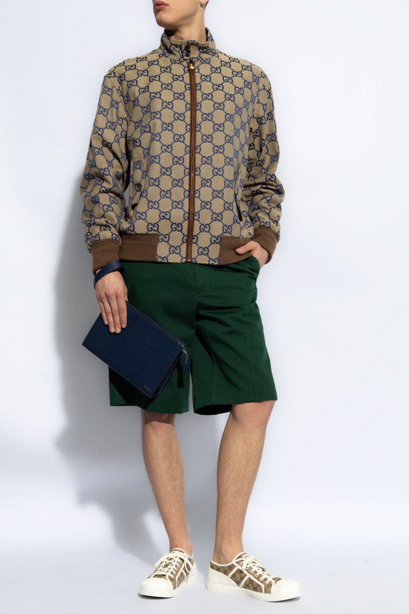 Gucci GUCCI green cotton shorts with crease and waist stripes 32 Size US 32 / EU 48 - 2 Thumbnail