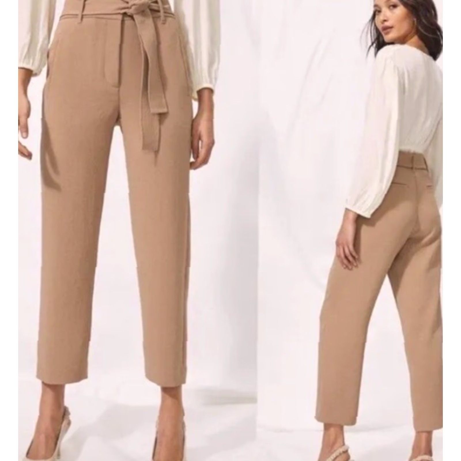 Aritzia Aritzia Wilfred Jallade Tie Front Linen Blend Pants Women Size 4 Tan Ankle Pants Womens Size 27" / US 4 / IT 40 - 2 Thumbnail