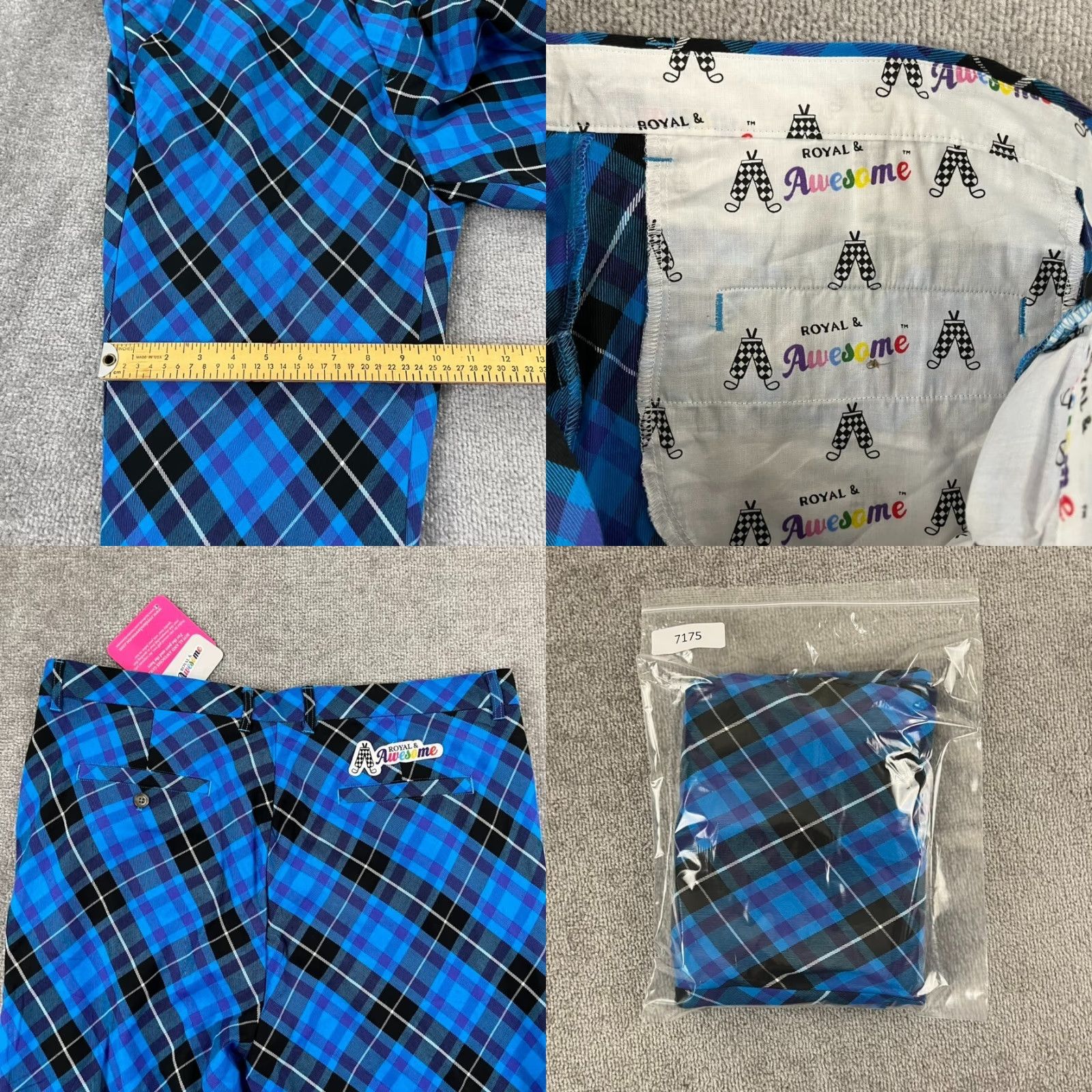 Vintage ROYAL & AWESOME Pants Mens 40x34 Blue Purple Plaid Golf Trousers Cocktail NEW Size US 40 / EU 56 - 8 Thumbnail