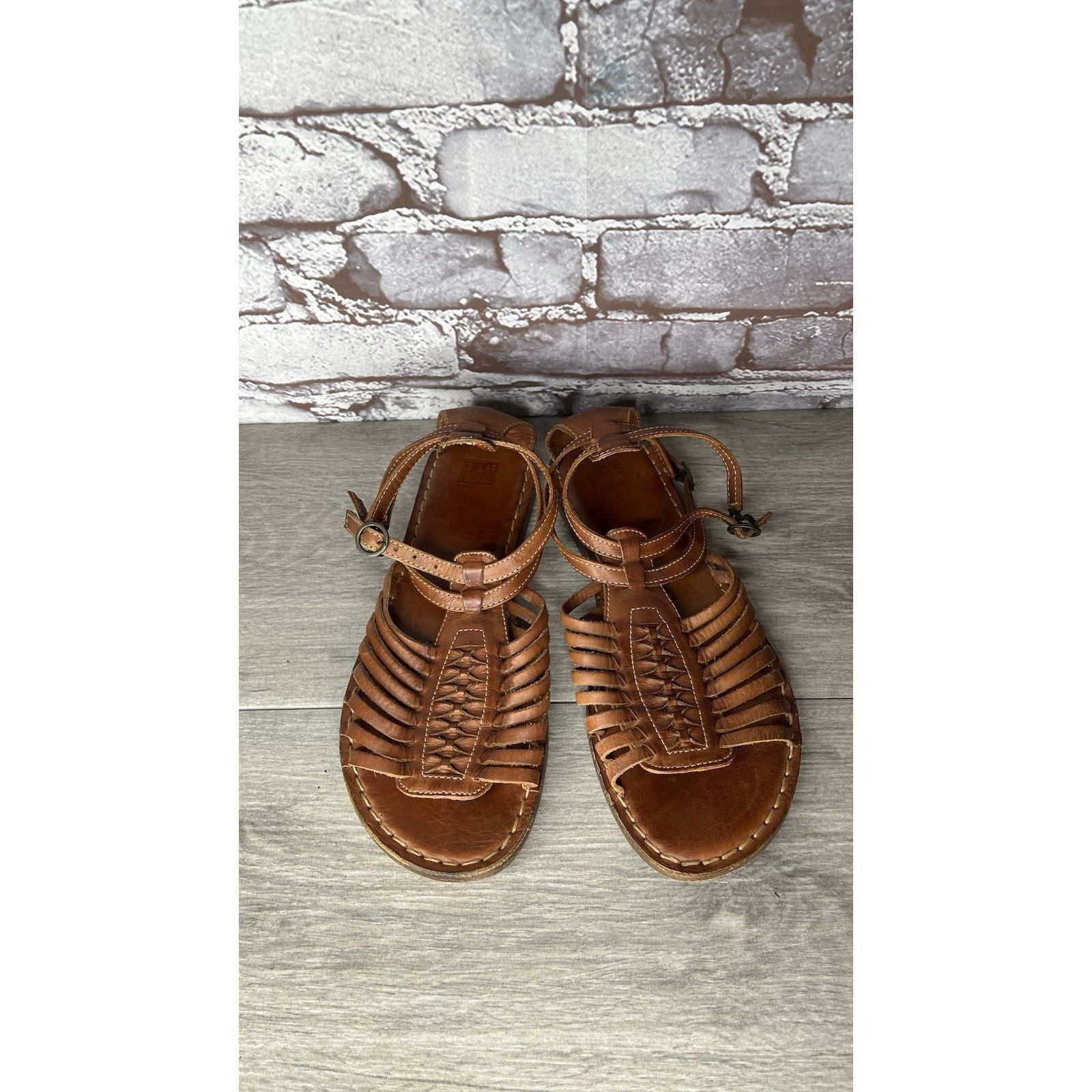 Frye Frye Kayla Brown Leather Huarache Woven Flats Sandals Women’ Size US 8.5 / IT 38.5 - 9 Thumbnail