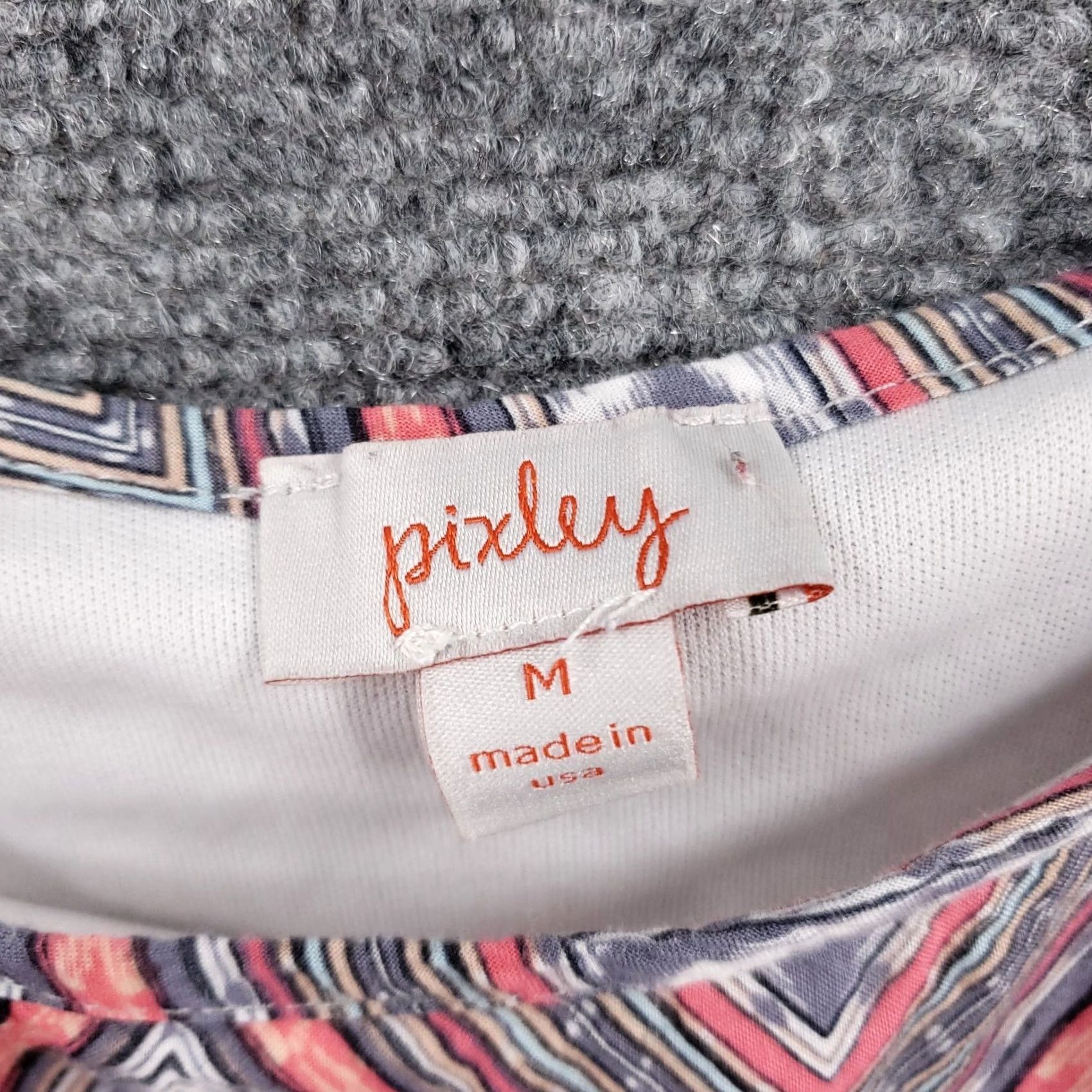 Vintage Pixley Dress Women Medium Orange Blue Mini Chevron Tie Waist Sleeveless Size M / US 6-8 / IT 42-44 - 3 Thumbnail