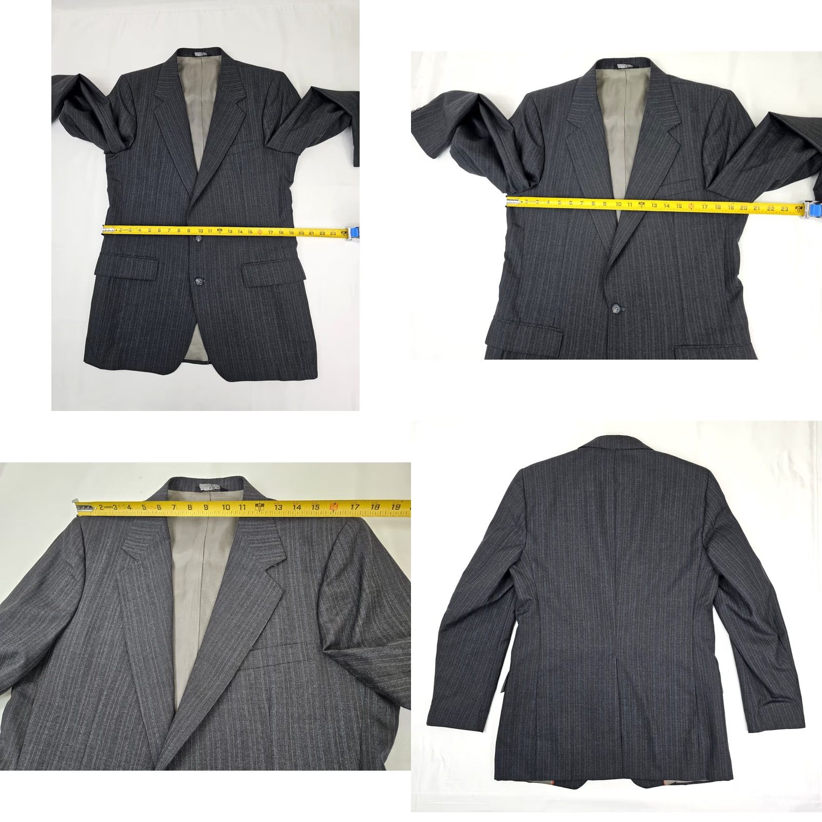 Vintage Sergio Valente 2 Piece Wool Lined Suit Men’s Jacket 40R Pants 34x31 Gray Pinstripe Size 40R - 8 Thumbnail