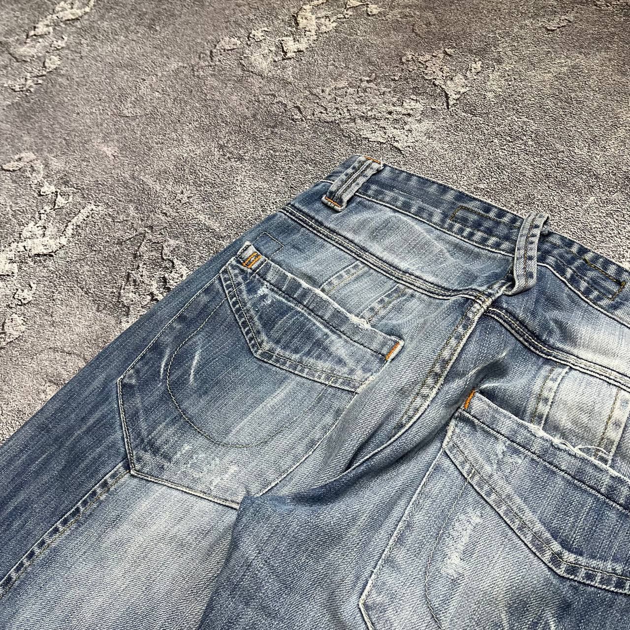 Vintage Vintage Cipo Baxx Jeans Patchwork Big Logo Flared Japanese Size US 33 - 3 Thumbnail