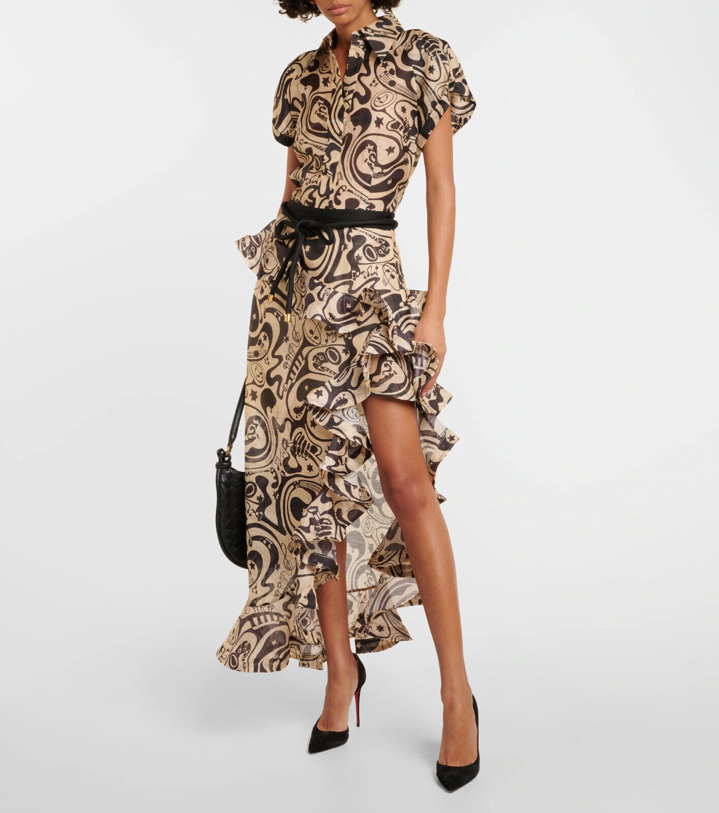 image of Zimmermann Matchmaker Waterfall Set (Blouse & Skirt) in Black, Women's (Size Small)