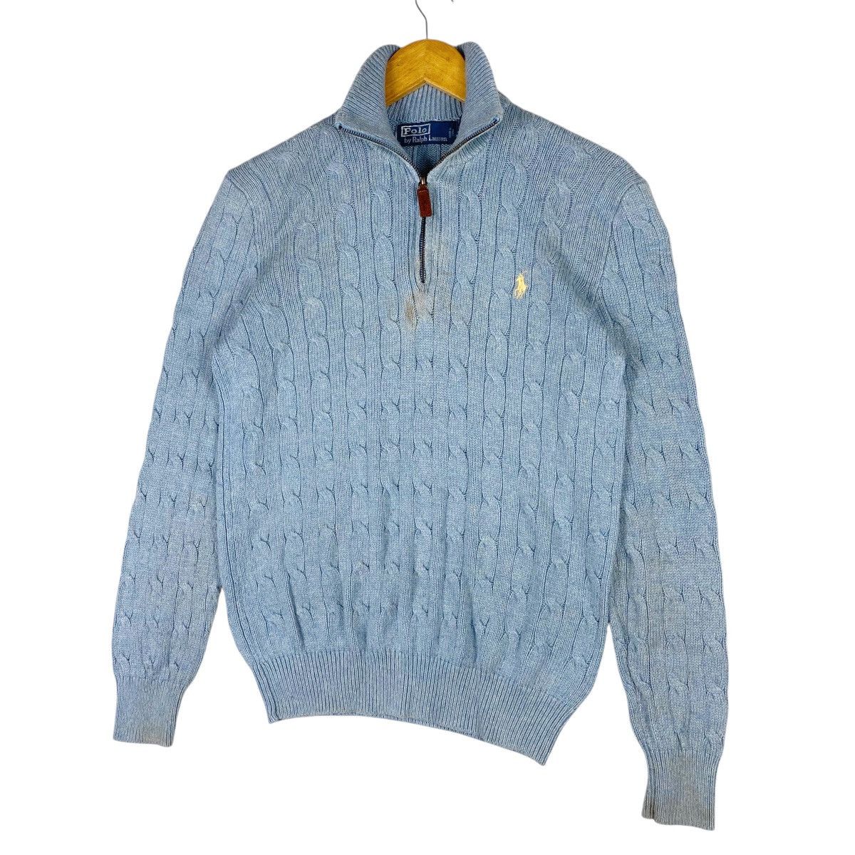 Polo Ralph Lauren × Vintage 💥 VTG POLO RALPH LAUREN CABLE KNIT HALFZIP Size US XS / EU 42 / 0 - 2 Thumbnail