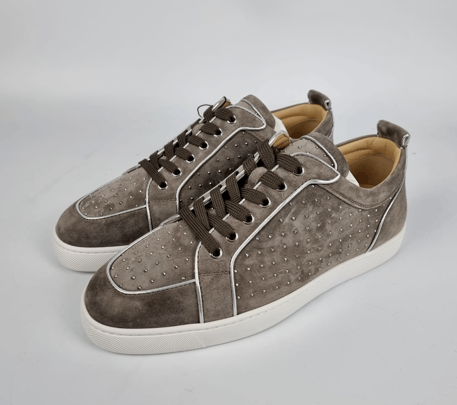 image of Christian Louboutin Rantulow Studded Grey Sneakers New, Men's (Size 7)