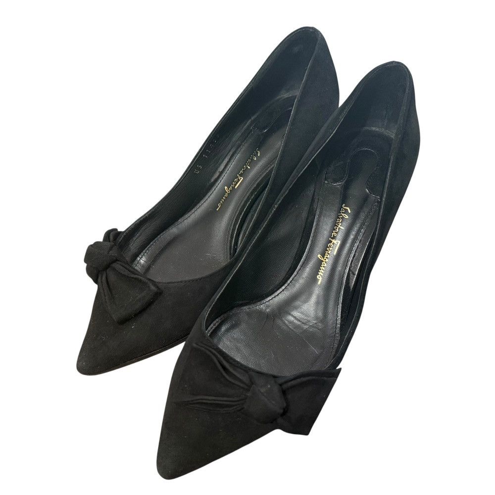 Salvatore Ferragamo Salvatore Ferragamo Suede Ribbon Pointed Toe Pumps Suede Shoes DUTY FREE for USA