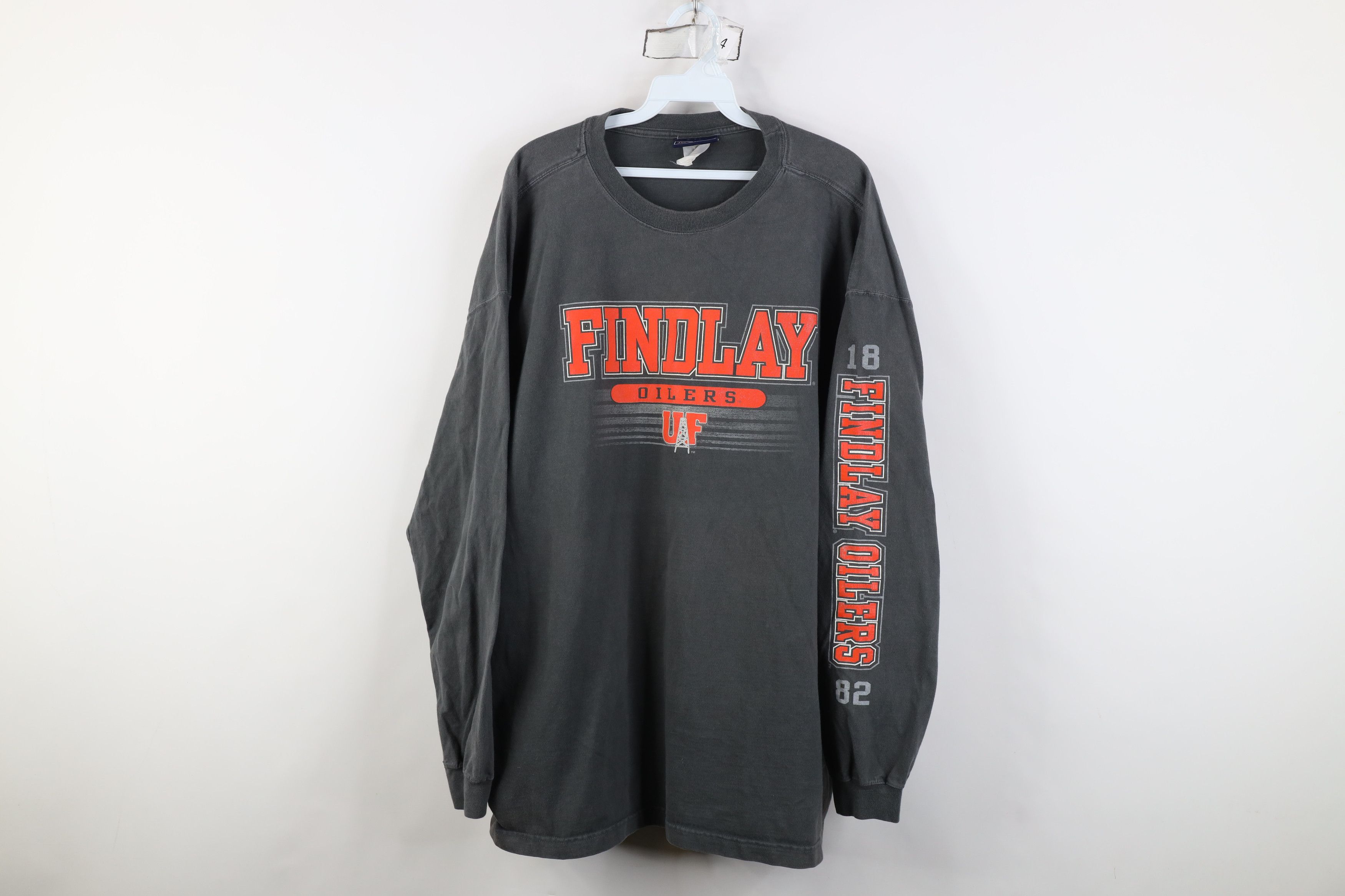 Vintage Vintage 90s University of Findlay Long Sleeve T-Shirt Gray Size US XXL / EU 58 / 5 - 1 Thumbnail