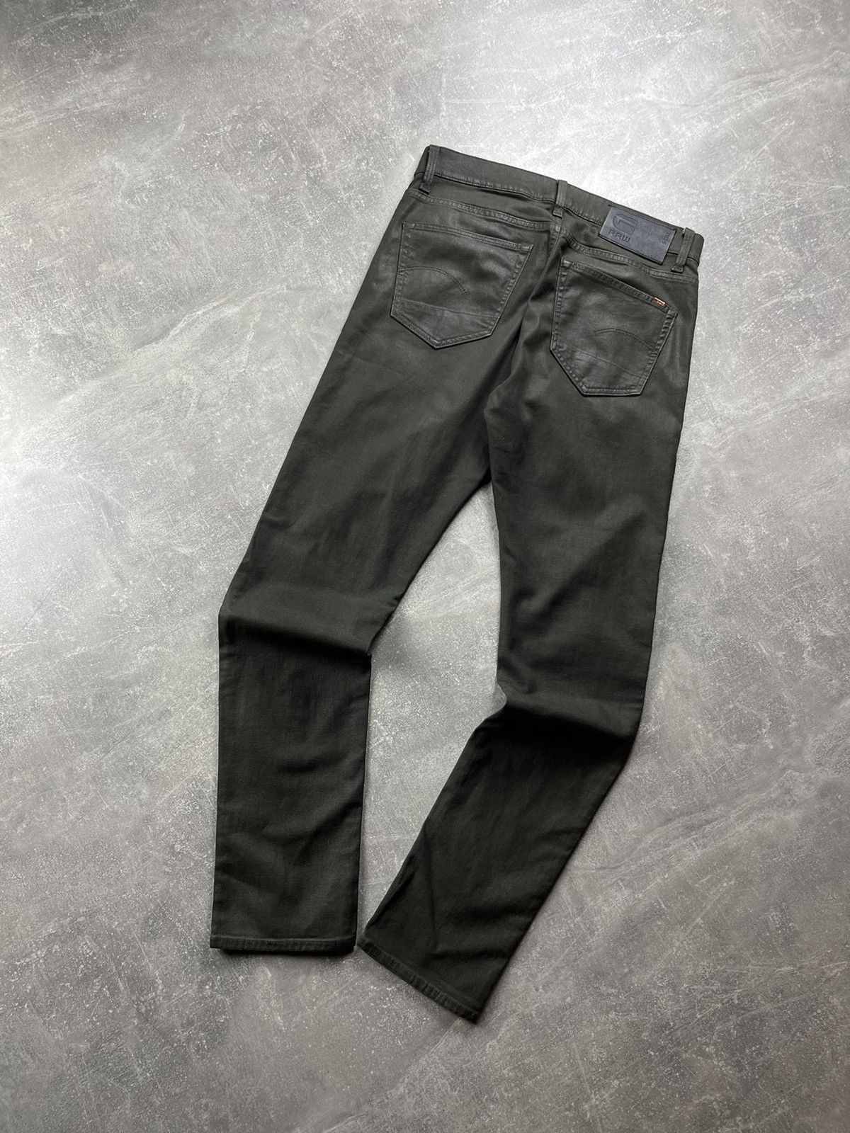 G-Star G-Star RAW 3301 Wax Biker Slim Jeans 2000s Dark Olive Green Size US 30 / EU 46 - 1 Thumbnail