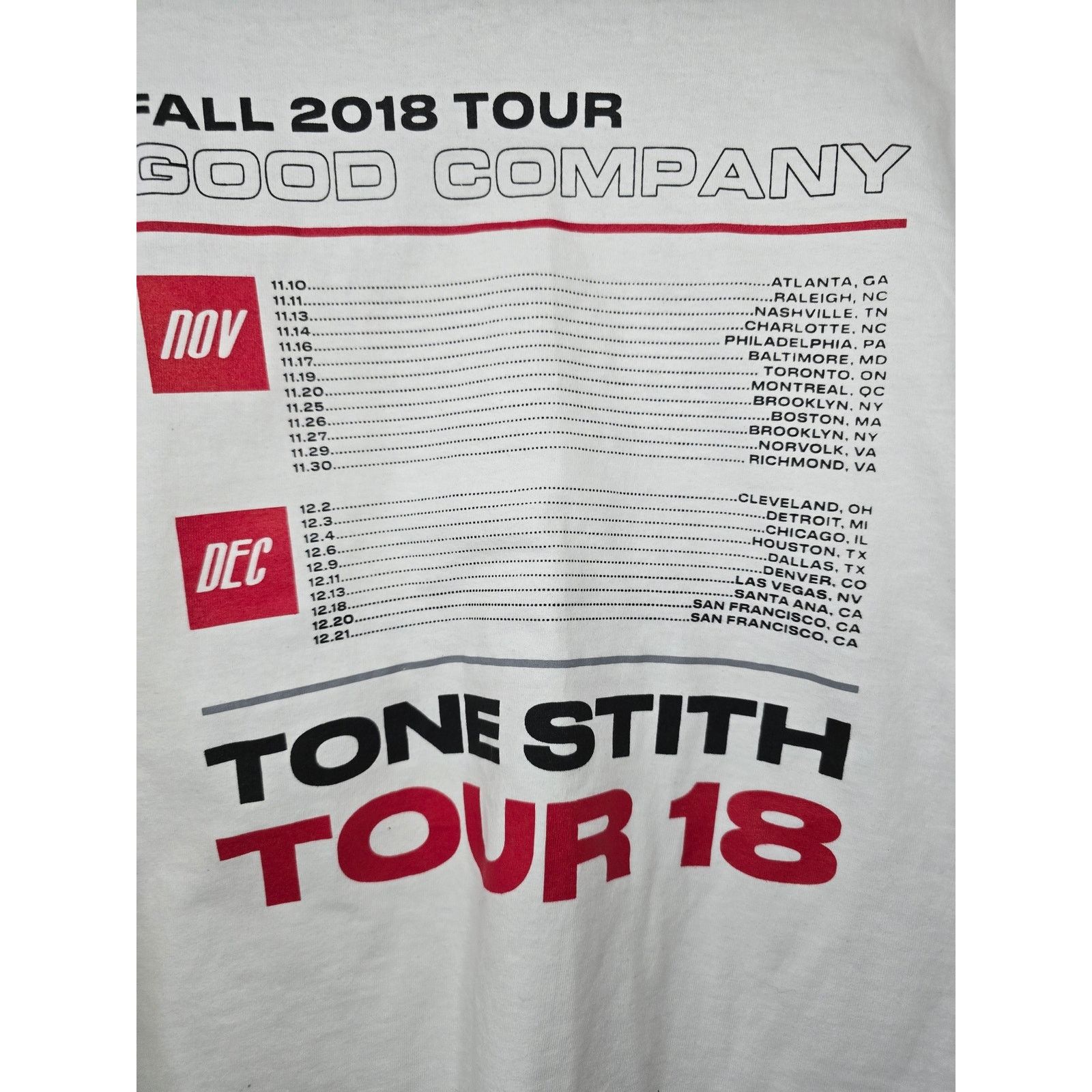 Gildan Good Company Tone Stith 2018 Tour Long Sleeve White M Tee Size US M / EU 48-50 / 2 - 8 Thumbnail