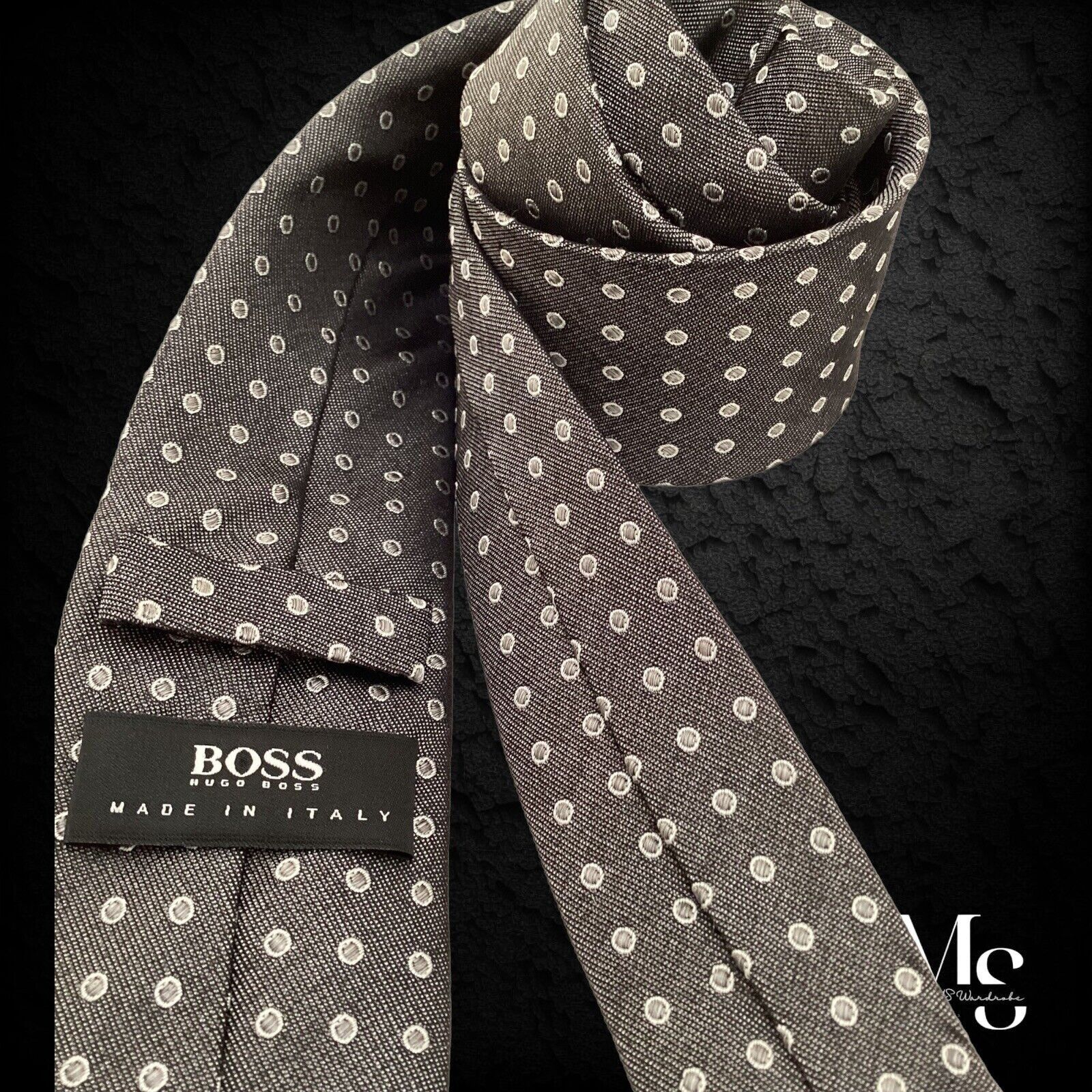 Hugo Boss BOSS HUGO BOSS Gray Polka Dot Silk Slim Tie Made In Italy Size ONE SIZE - 3 Thumbnail
