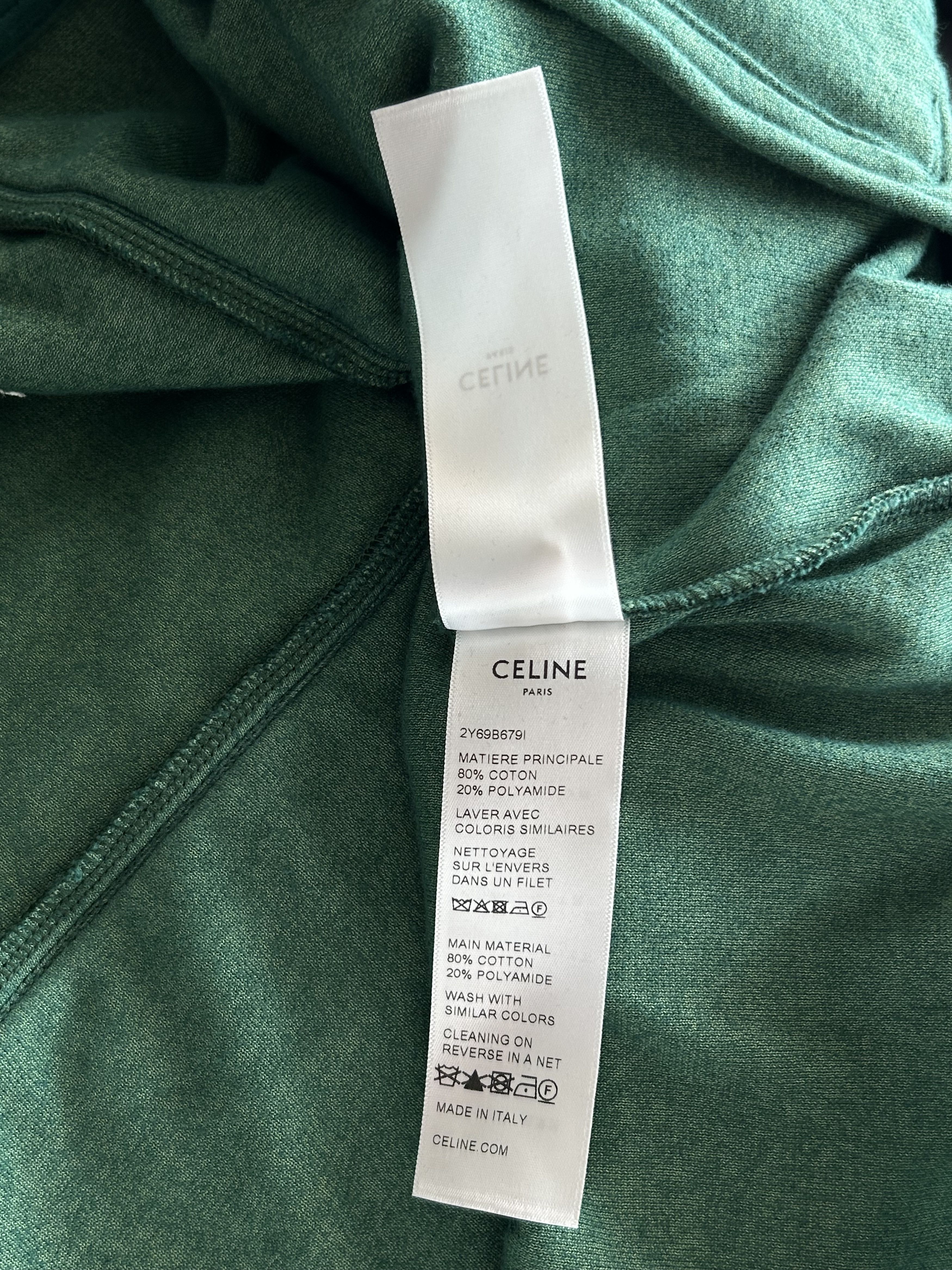 Celine Celine Faded Green & White Logo Velour Track Jacket Size US M / EU 48-50 / 2 - 5 Thumbnail
