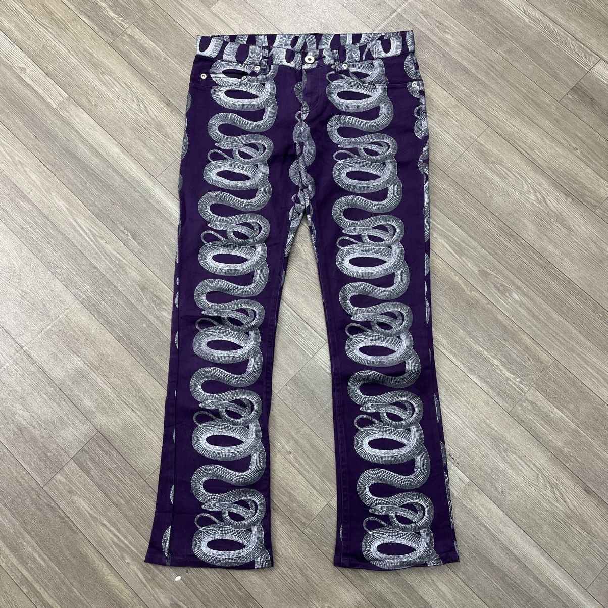 Hysteric Glamour Rare💜 1999s Hysteric Glamour Snake Printed Flared Jeans Y2K Size US 28 / EU 44 - 1 Thumbnail