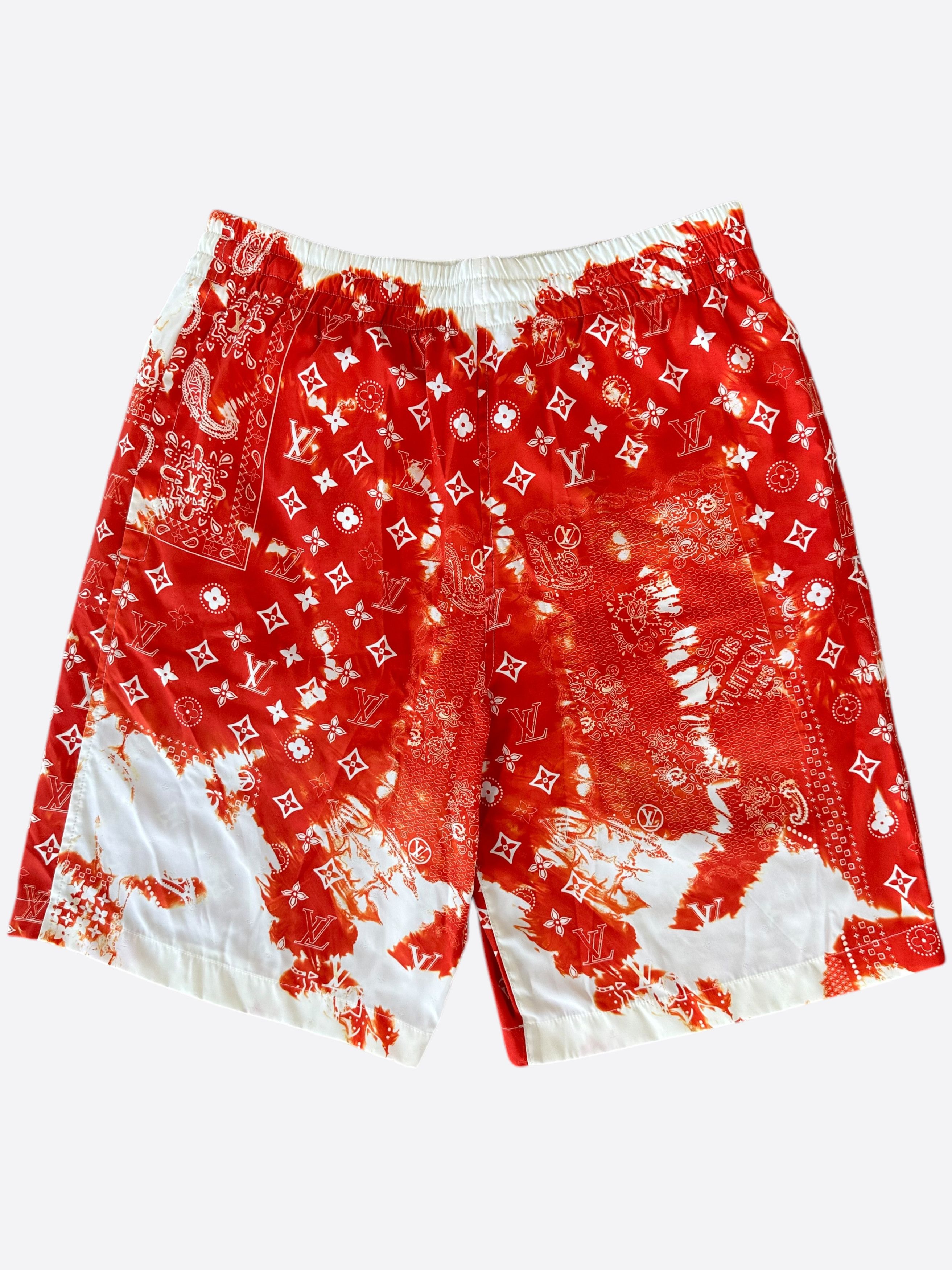 Louis Vuitton Louis Vuitton Red Bleached Bandana Monogram Swim Shorts Size US 30 / EU 46 - 1 Thumbnail