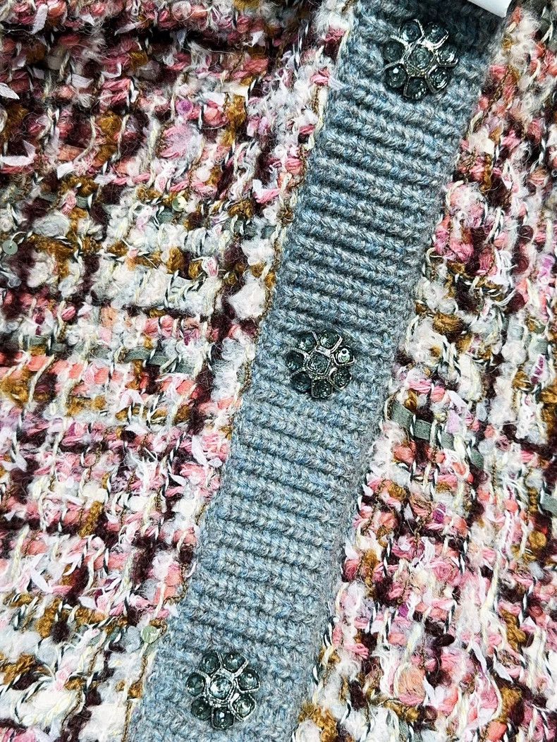 Chanel Chanel 23K pink tweed stitching gray plaid diamond buckle Size XS / US 0-2 / IT 36-38 - 6 Thumbnail