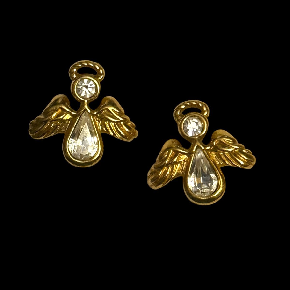 Vintage Vintage Avon gold tone rhinestone angel post earrings Size ONE SIZE - 1 Thumbnail