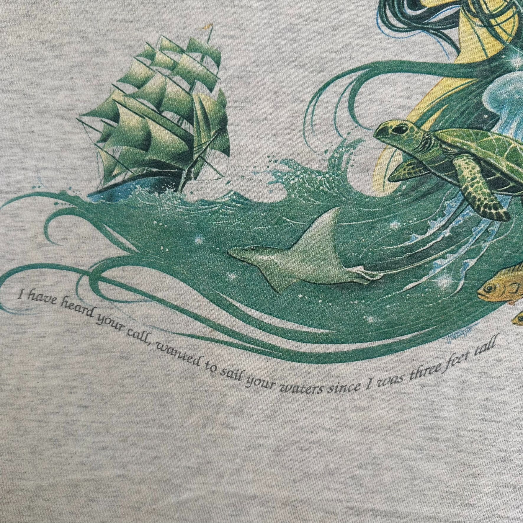 Vintage Vintage 90s Jimmy Buffett Mother Ocean T-Shirt Pirate Nautic Size US XL / EU 56 / 4 - 3 Thumbnail