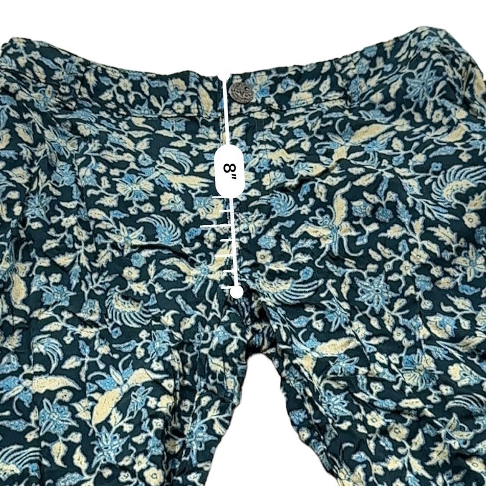 Free People Free People Blue & Cream Floral Cropped Mid Rise Pants Sz 0 Size 25" / US 0 / IT 36 - 10 Thumbnail