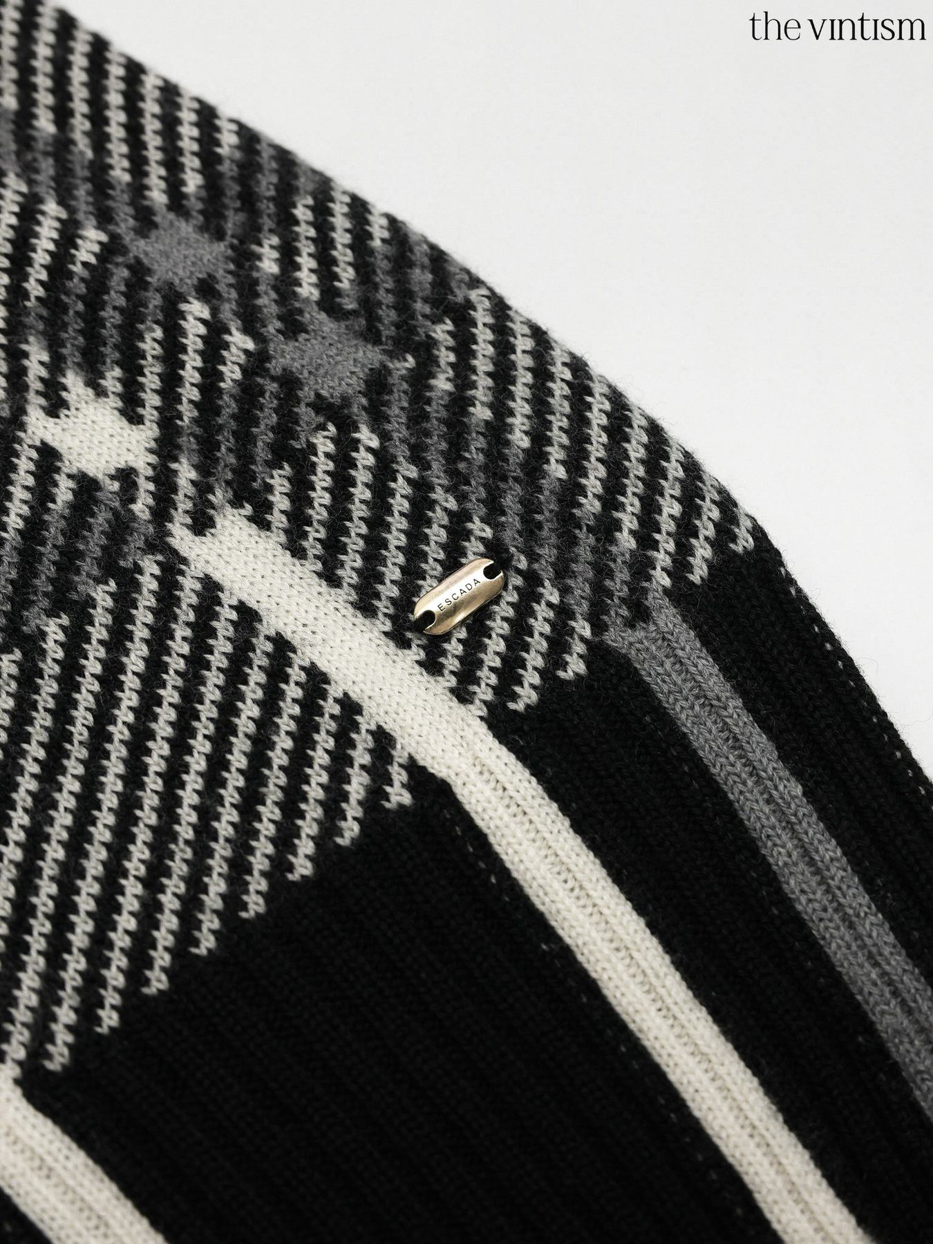 Escada Escada Cream Black Grey Check Pure Virgin Wool Sweater XS/S Size XS / US 0-2 / IT 36-38 - 13 Thumbnail