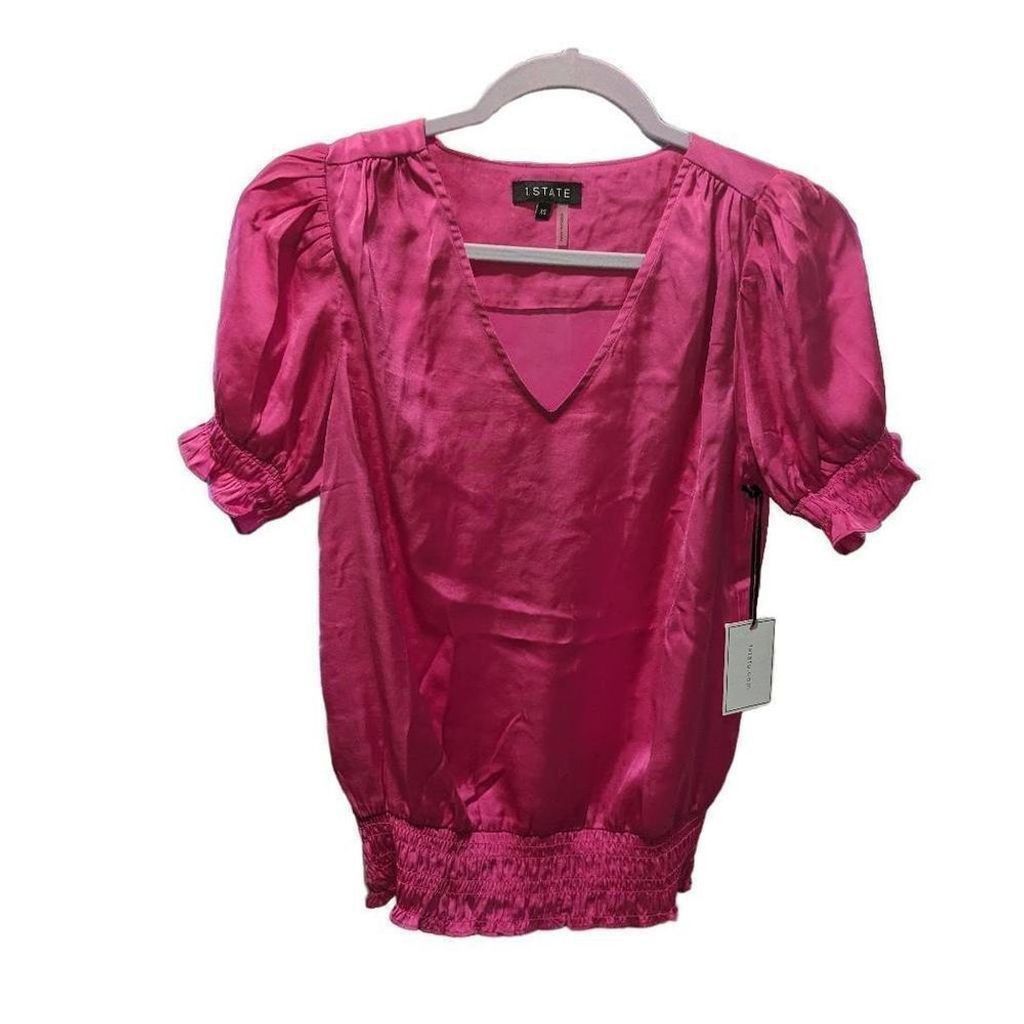 Other NWT 1.STATE Womens Pink Short Puffed Sleeves Blouse Top XS Size XS / US 0-2 / IT 36-38 - 2 Thumbnail