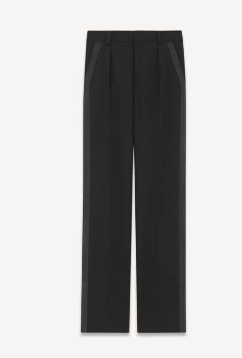 Saint Laurent Paris SS23 Saint Laurent Straight Tuxedo Pants in Grain De Poudre Size US 34 / EU 50 - 1 Thumbnail