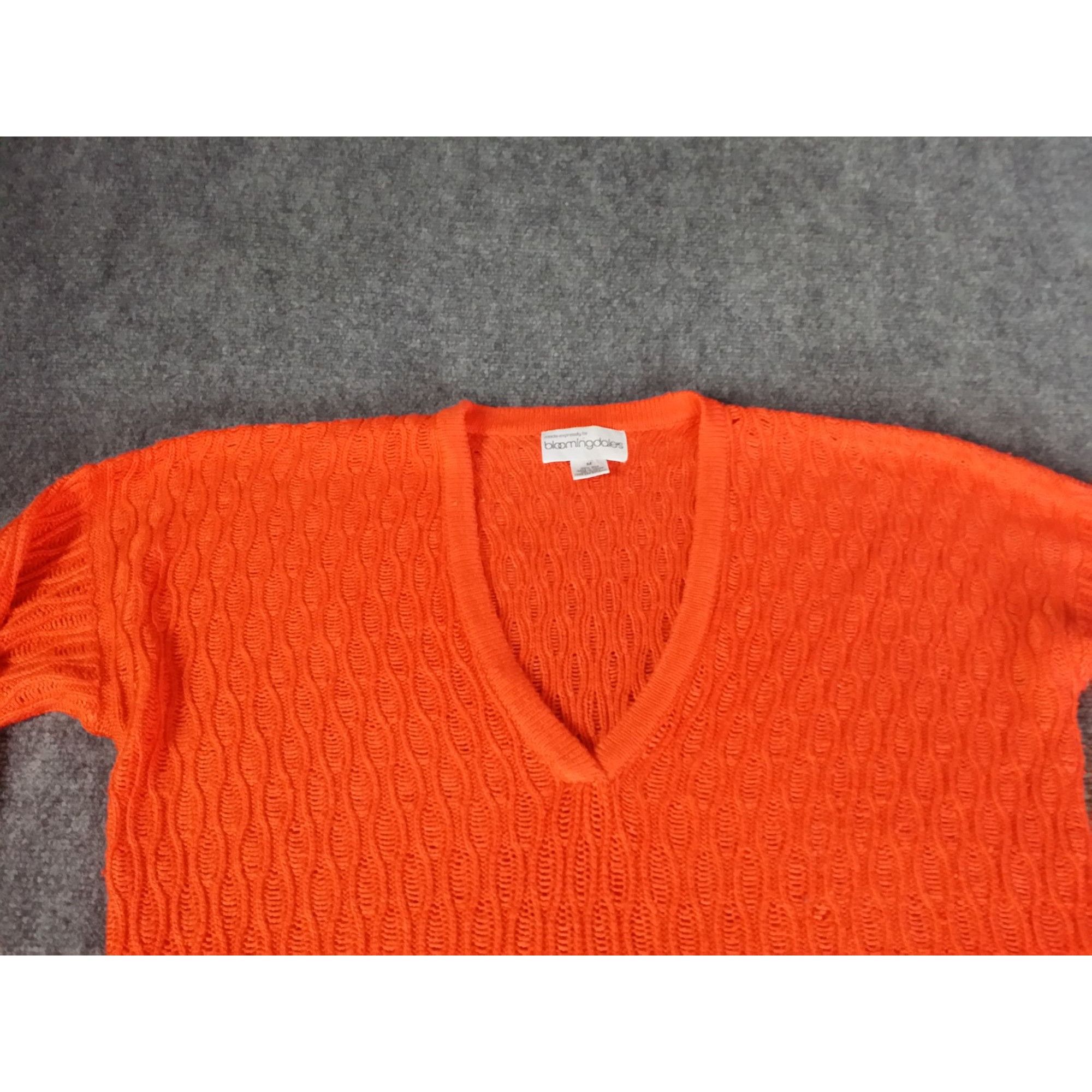 Bloomingdale's Bloomingdales V Neck Cable Knit Sweater Women Sz M Orange Si Size M / US 6-8 / IT 42-44 - 2 Thumbnail