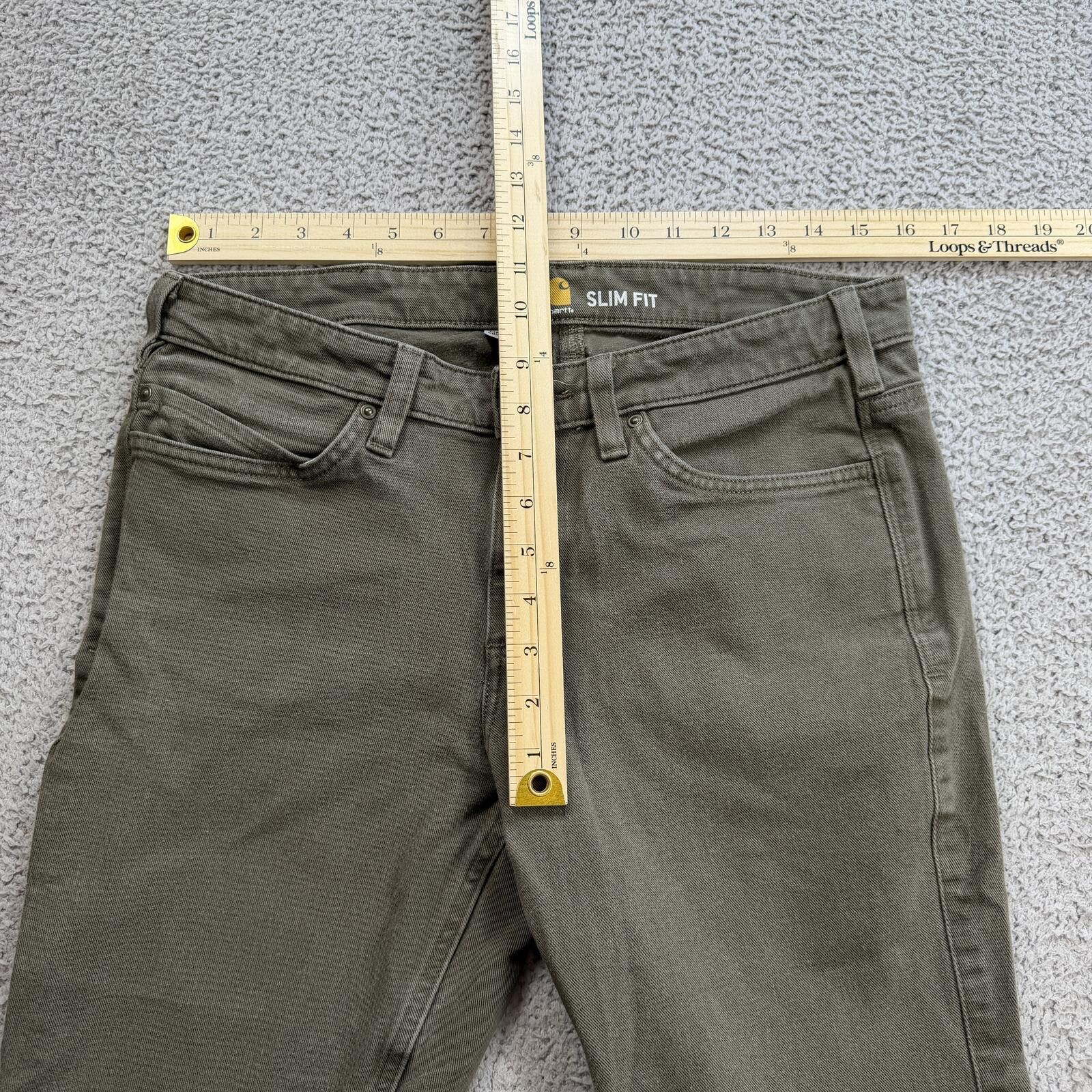 Carhartt Carhartt Womens 10 Green Slim Fit Stretch Utility Work Pants Size 32" / US 10 / IT 46 - 4 Thumbnail