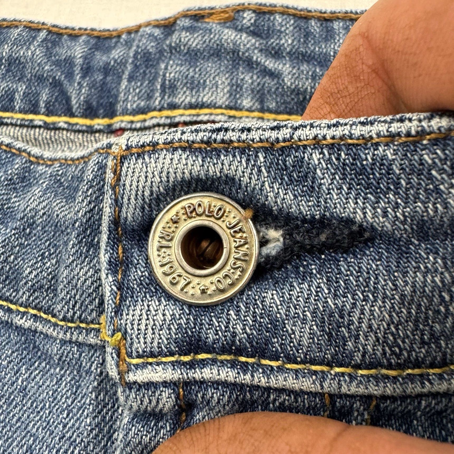 Polo Ralph Lauren VINTAGE Polo Jeans Company Jeans Womens 10 Blue Stretch Kelly Y2K Hipster Punk Bootcut Jeans Womens Size 32" / US 10 / IT 46 - 6 Thumbnail