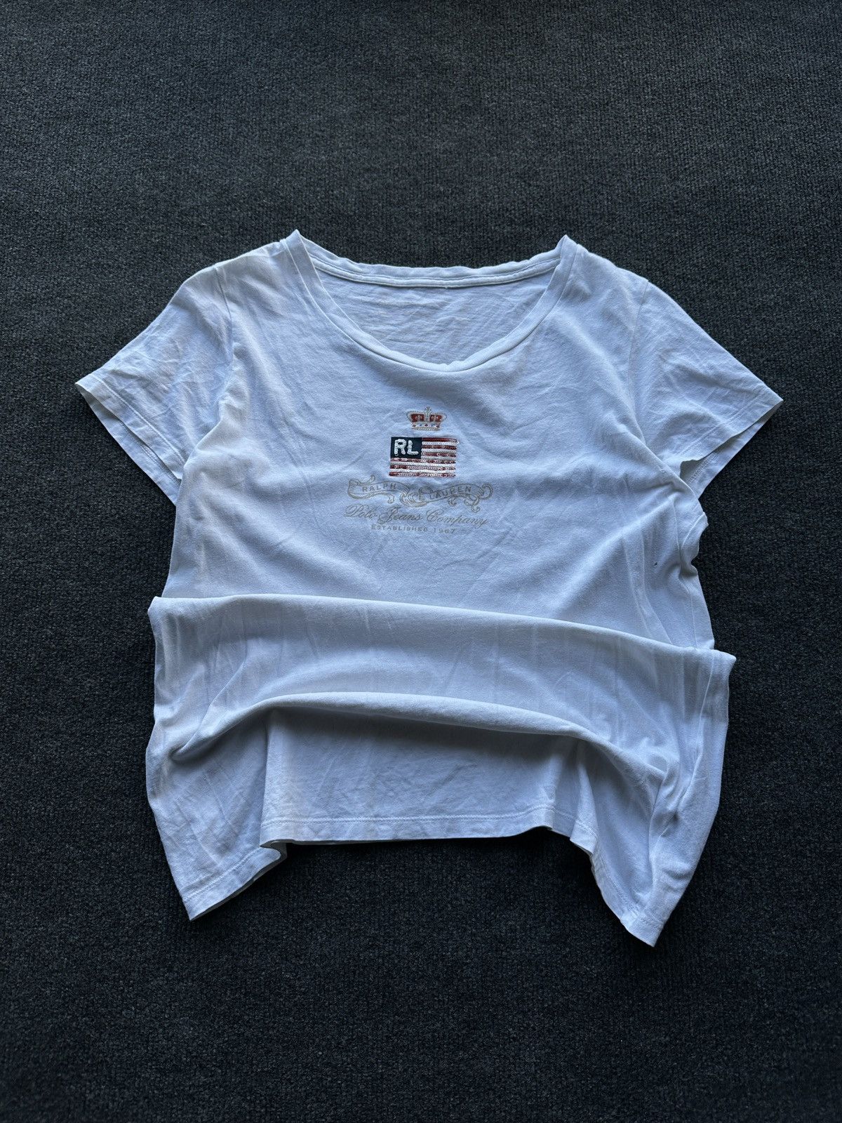 Polo Ralph Lauren 🚨 RALPH LAUREN RL POLO JEANS COMPANY USA FLAG LOGO WOMEN TEE Size L / US 10 / IT 46 - 1 Thumbnail