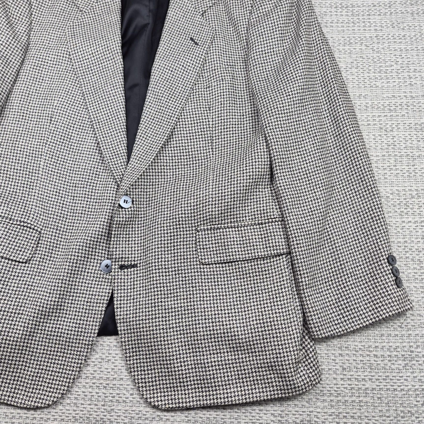Oleg Cassini VINTAGE Oleg Cassini Blazer Mens 44R Gray Houndstooth Sport Coat 2 Button Jacket Size 44R - 2 Thumbnail