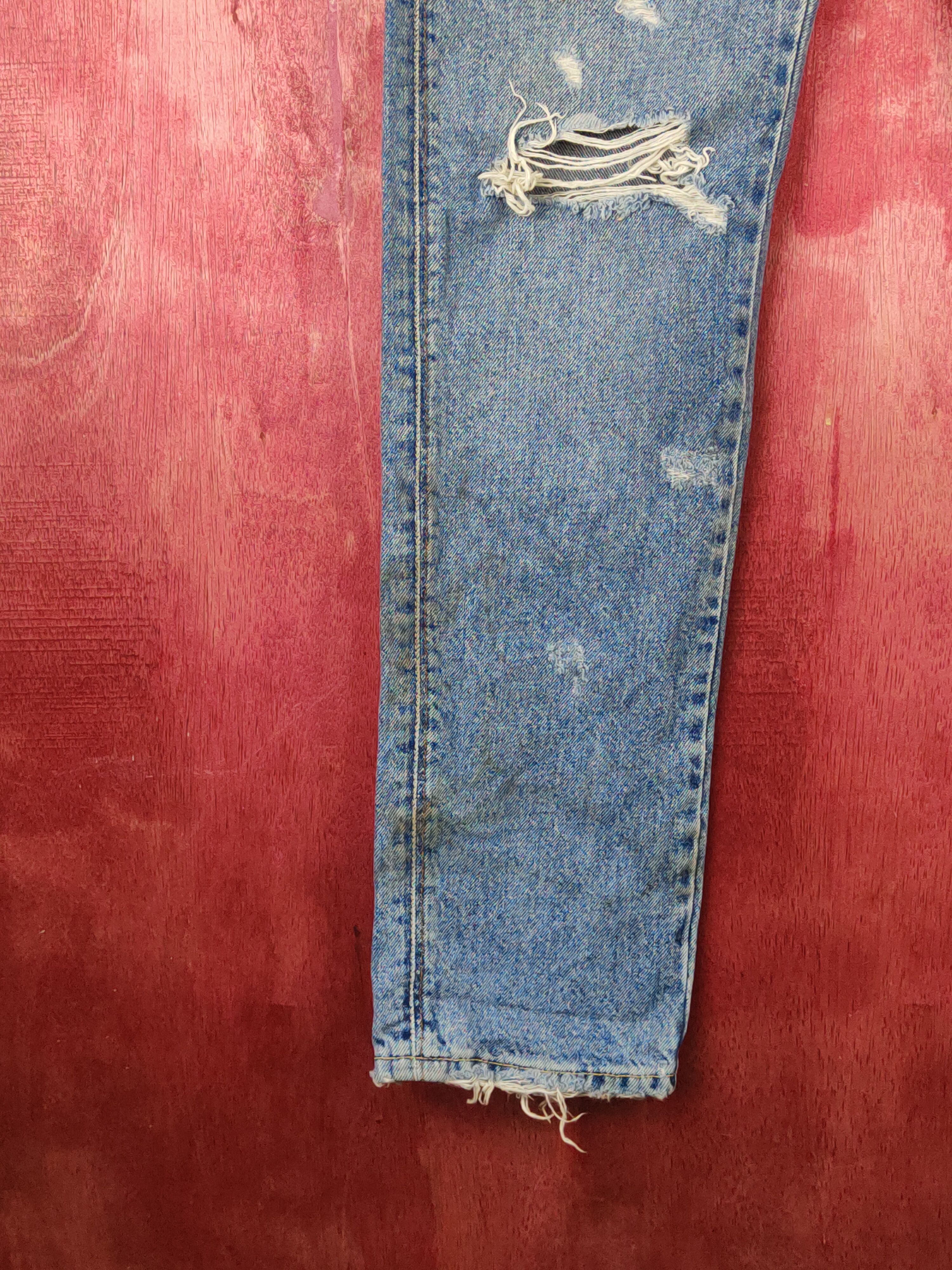 Bershka Beshka Blue Distressed Ripped Jeans #S2356 Size US 32 / EU 48 - 4 Thumbnail