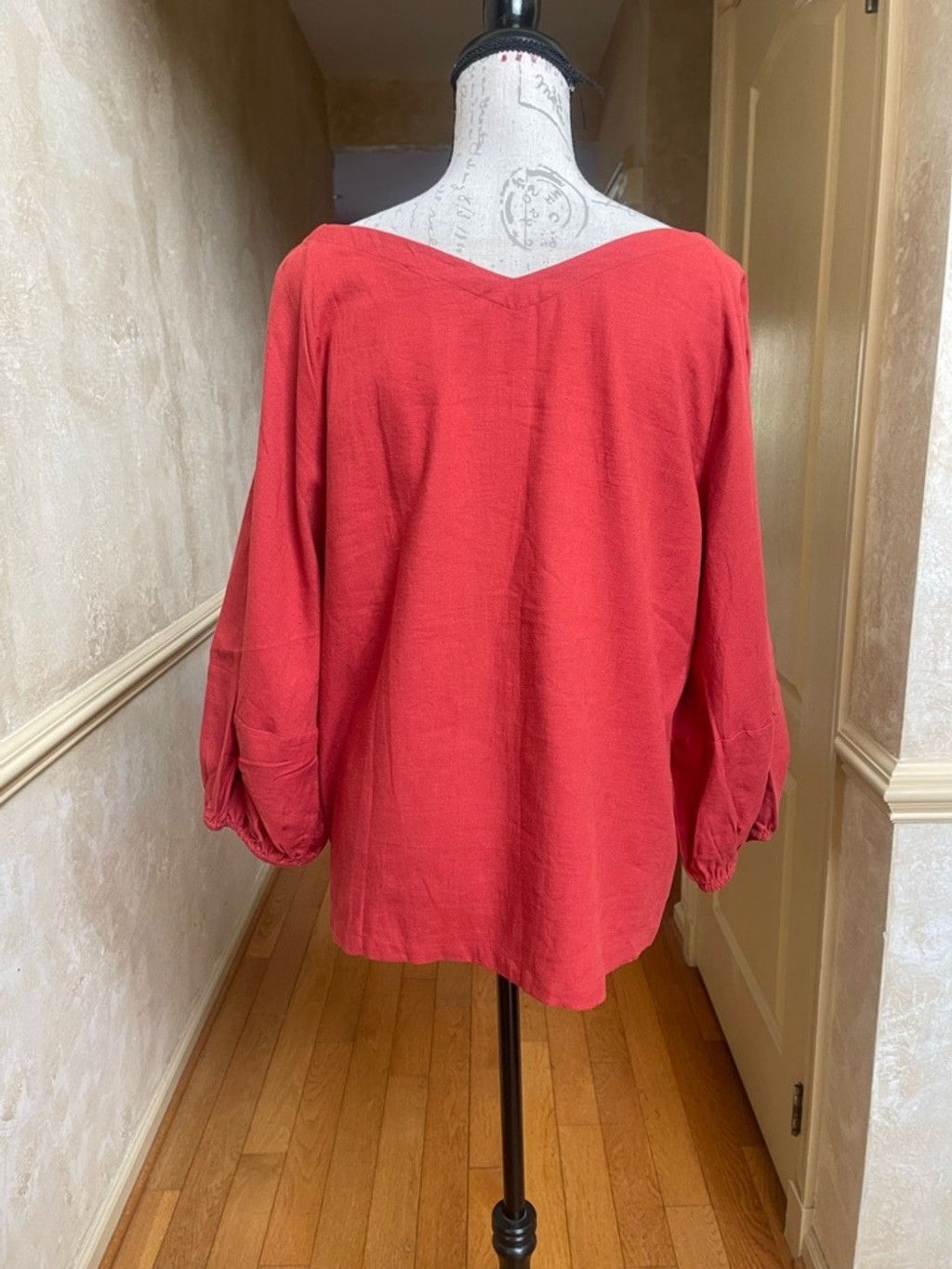 Loft LOFT Terracotta Linen Blend Balloon Sleeve Blouse L Boho Top Size L / US 10 / IT 46 - 4 Thumbnail