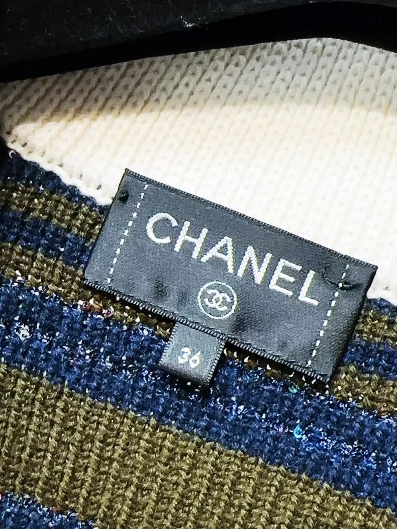 Chanel Chanel 20C early spring blue and green sequin striped whit Size XS / US 0-2 / IT 36-38 - 7 Thumbnail