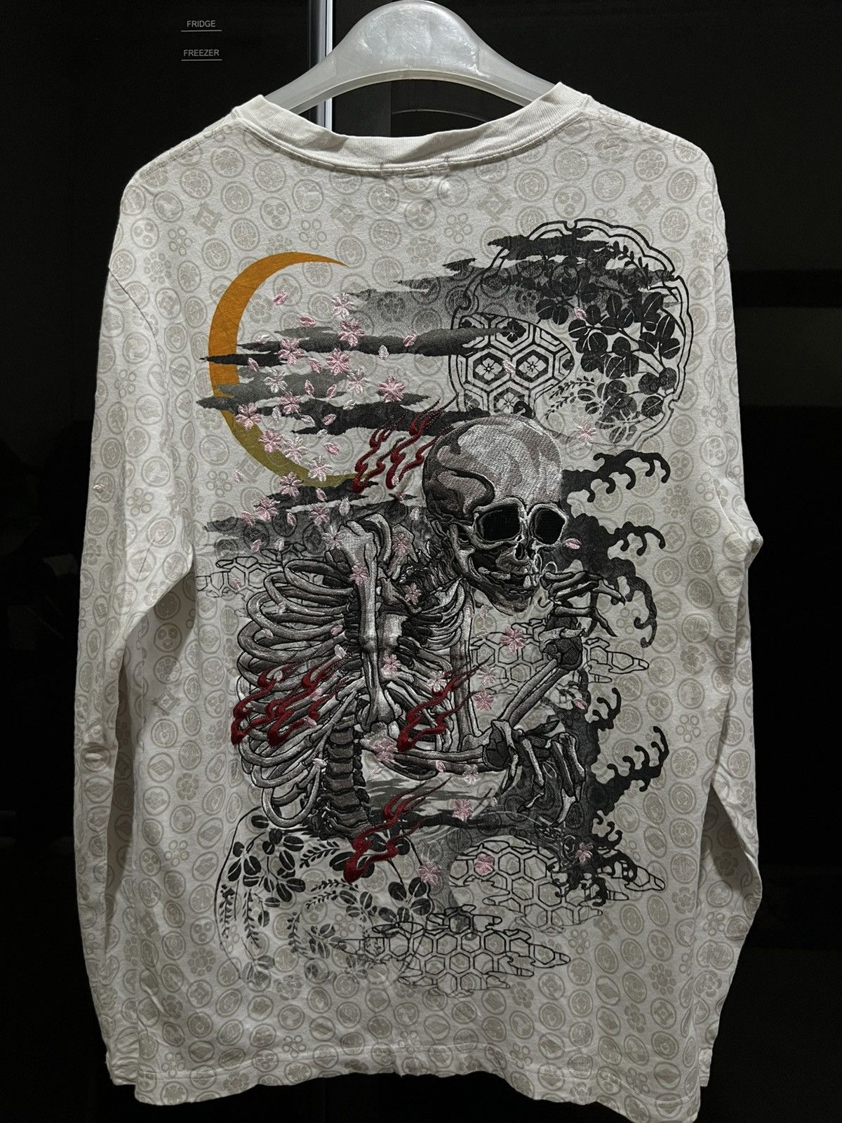 Japanese Brand Embroidery Cherry Blossom Skull Traditional Japanese Ls tee Size US M / EU 48-50 / 2 - 5 Thumbnail