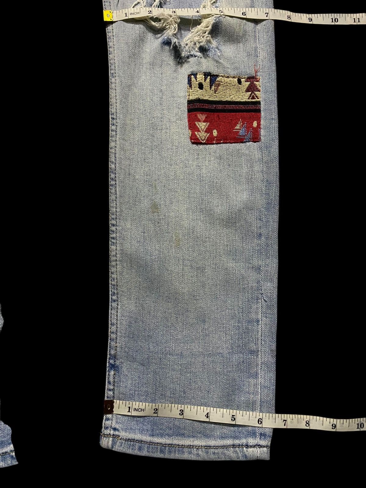 Guess × Pleasures Vintage Guess Blue Patched Ripped Seditionary Skinny Jeans Size US 32 / EU 48 - 17 Thumbnail