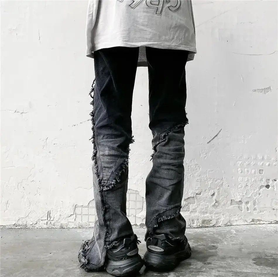 Japanese Brand × Jean Retro Y2K Ripped Jeans Wide Leg Straight Retro Size US 32 / EU 48 - 3 Thumbnail