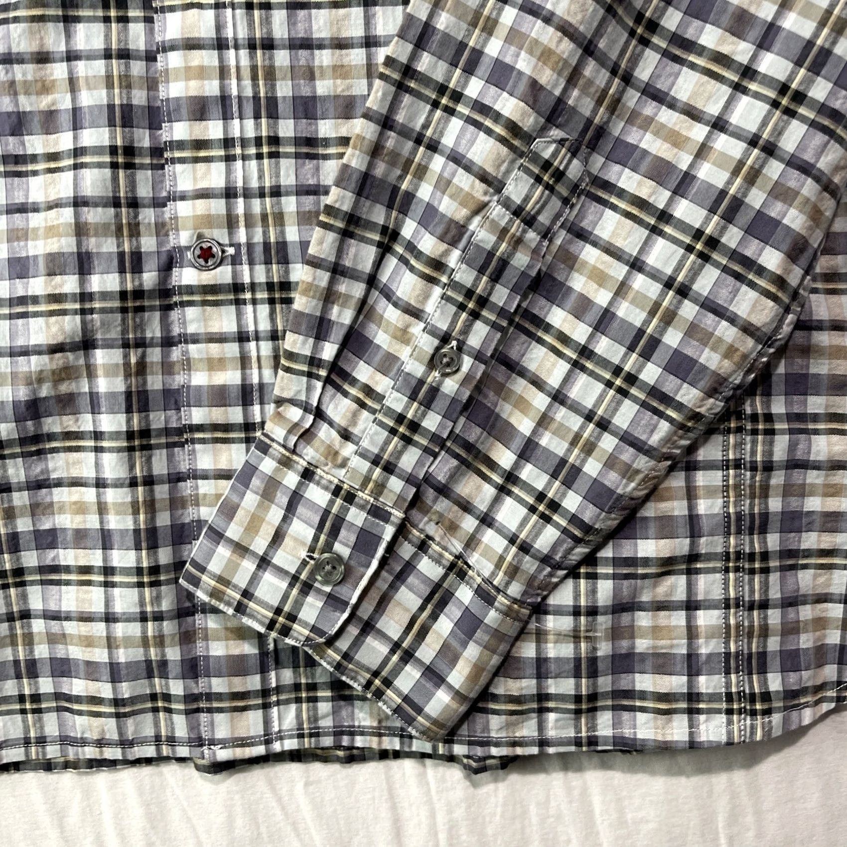 John Varvatos John Varvatos Shirt Mens 2XL XXL Purple Button Down Checked Long Sleeve Pocket Size US XXL / EU 58 / 5 - 6 Thumbnail