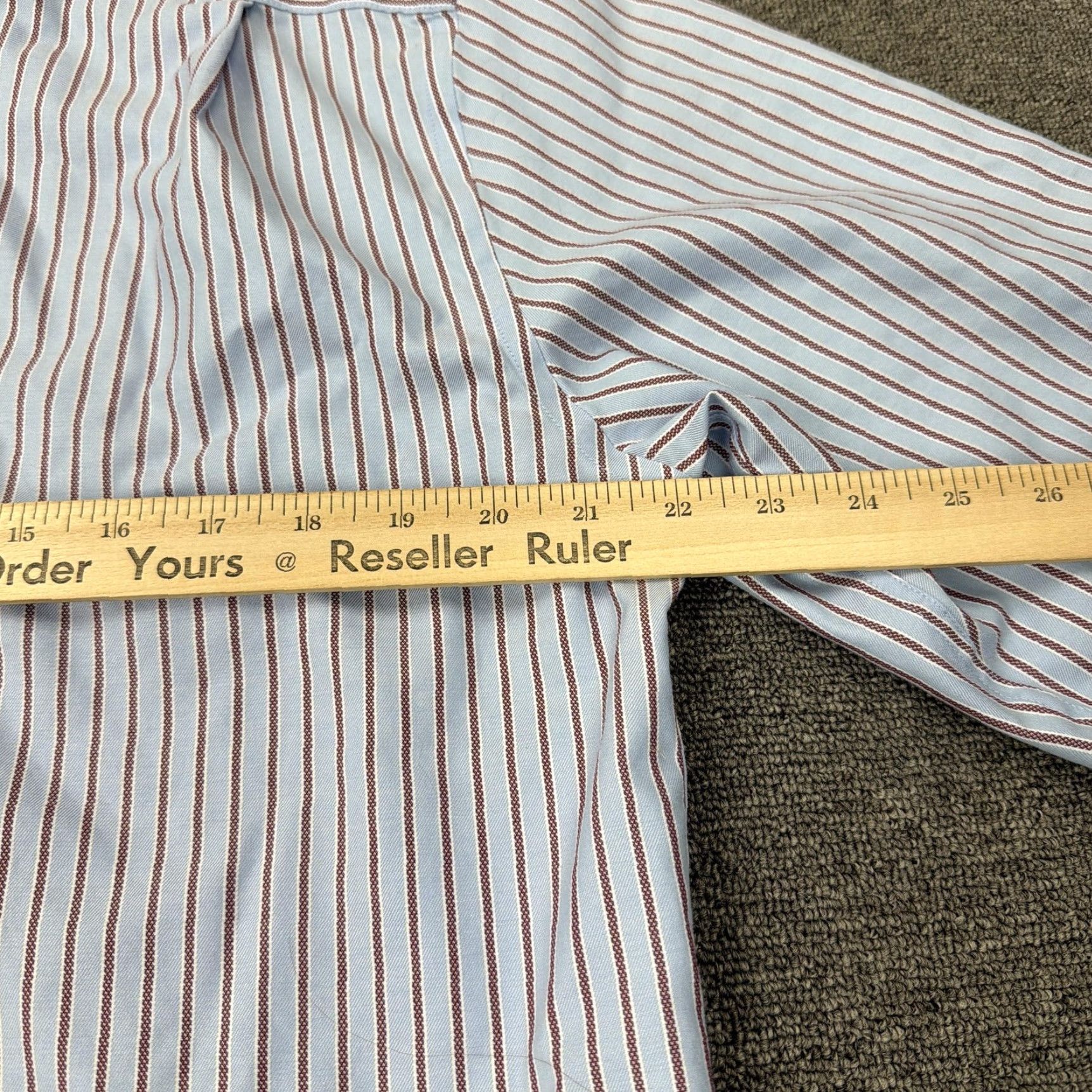 Pronto Uomo Pronto Uomo Shirt Mens Large Blue Stripe Non Iron Dress Button Front Long Sleeve Size 42R - 8 Thumbnail
