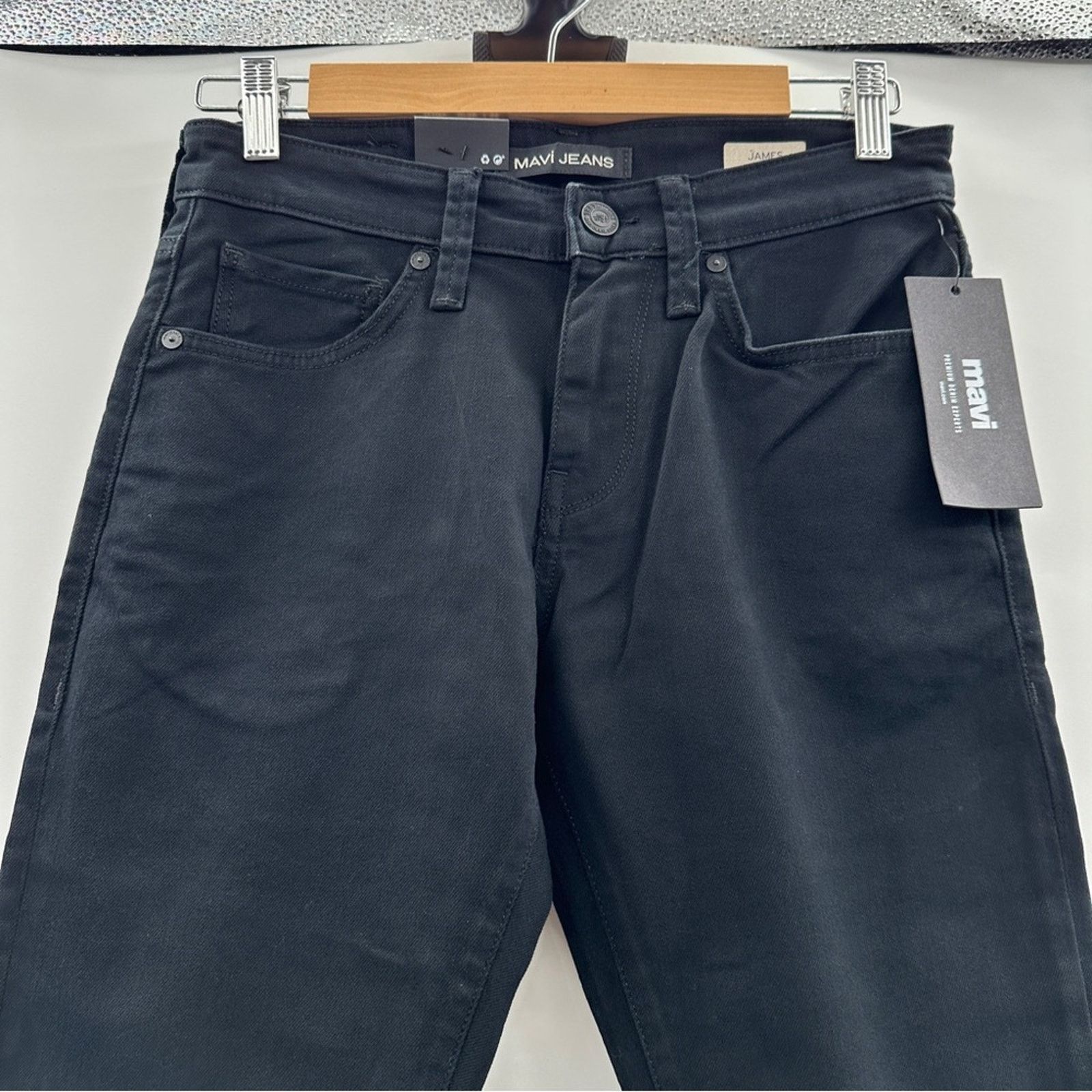 Mavi Mavi James Skinny Mid Rise Jeans in Black Brooklyn NEW Size US 28 / EU 44 - 2 Thumbnail