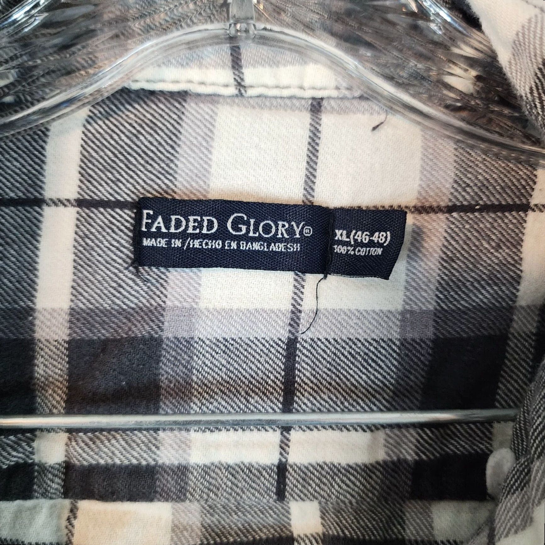 Faded Glory VINTAGE Faded Glory Mens Flannel Shirt Long Sleeve XL Gray White Plaid Button-Up Size US XL / EU 56 / 4 - 4 Thumbnail