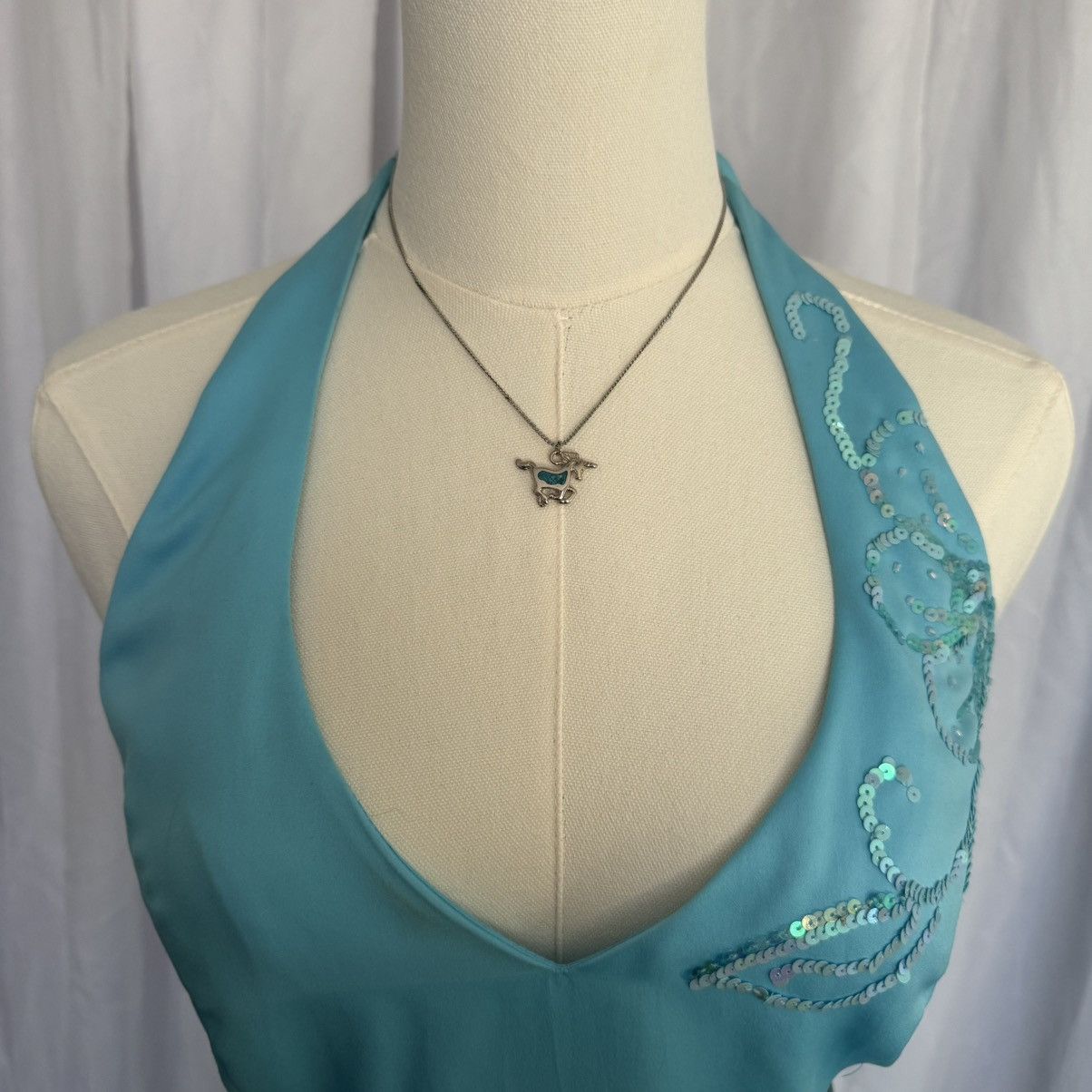 Vintage Vintage Y2K Turquoise Stone Running Unicorn Dainty Necklace Size ONE SIZE - 2 Thumbnail