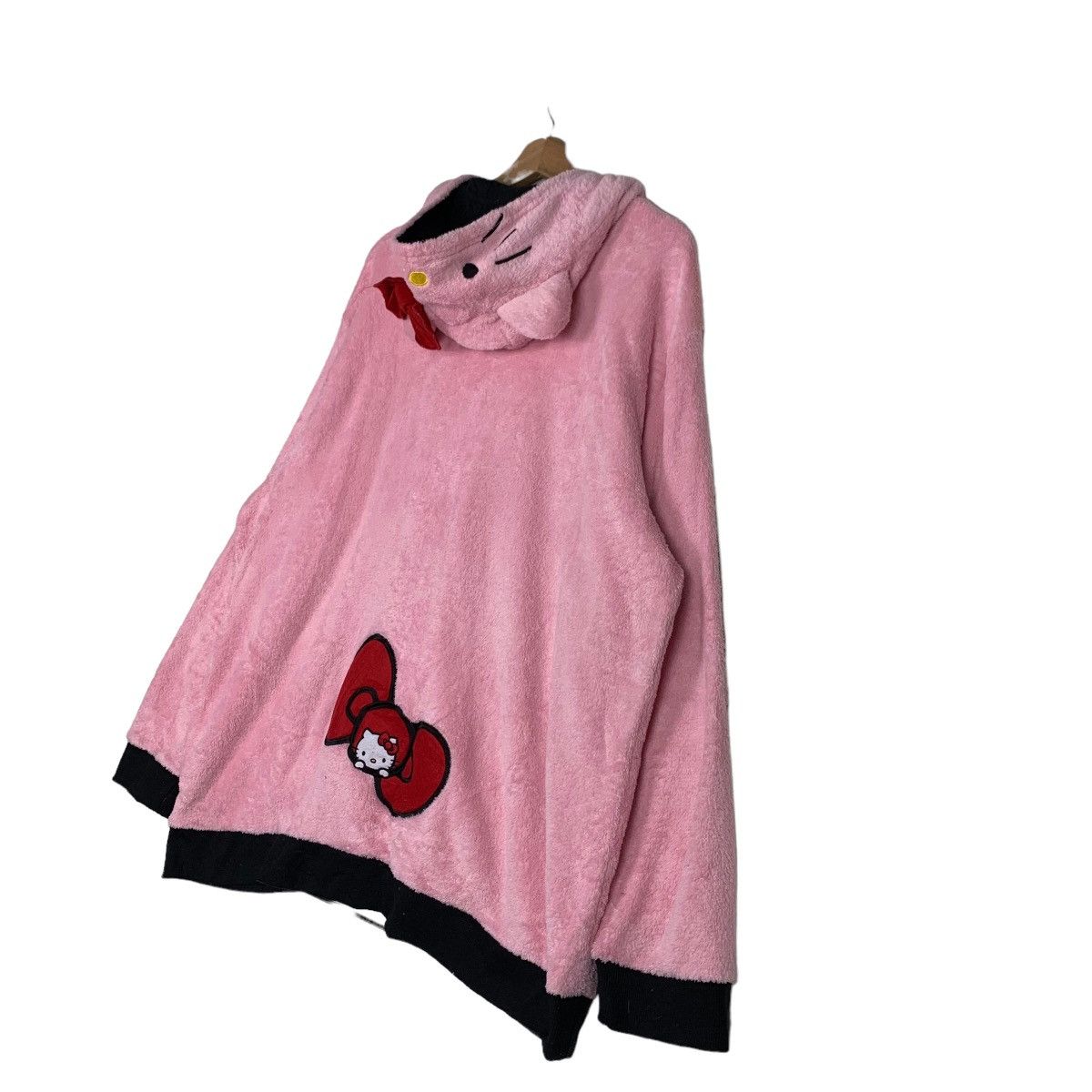 Japanese Brand HELLO KITTY EMBROIDERY LOGO PINK FLEECE HODDIES #0095-C6 Size US XXL / EU 58 / 5 - 10 Thumbnail