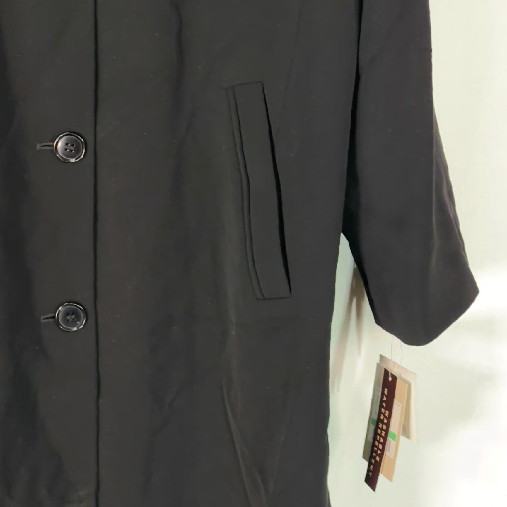 Vintage Gallery Womens Long Sleeve Button Front Black Trench Coat Jacket Size 8P Long Sleeve Button Front Black Long Trench Coat Jacket 8P Gallery Women Size M / US 6-8 / IT 42-44 - 6 Thumbnail