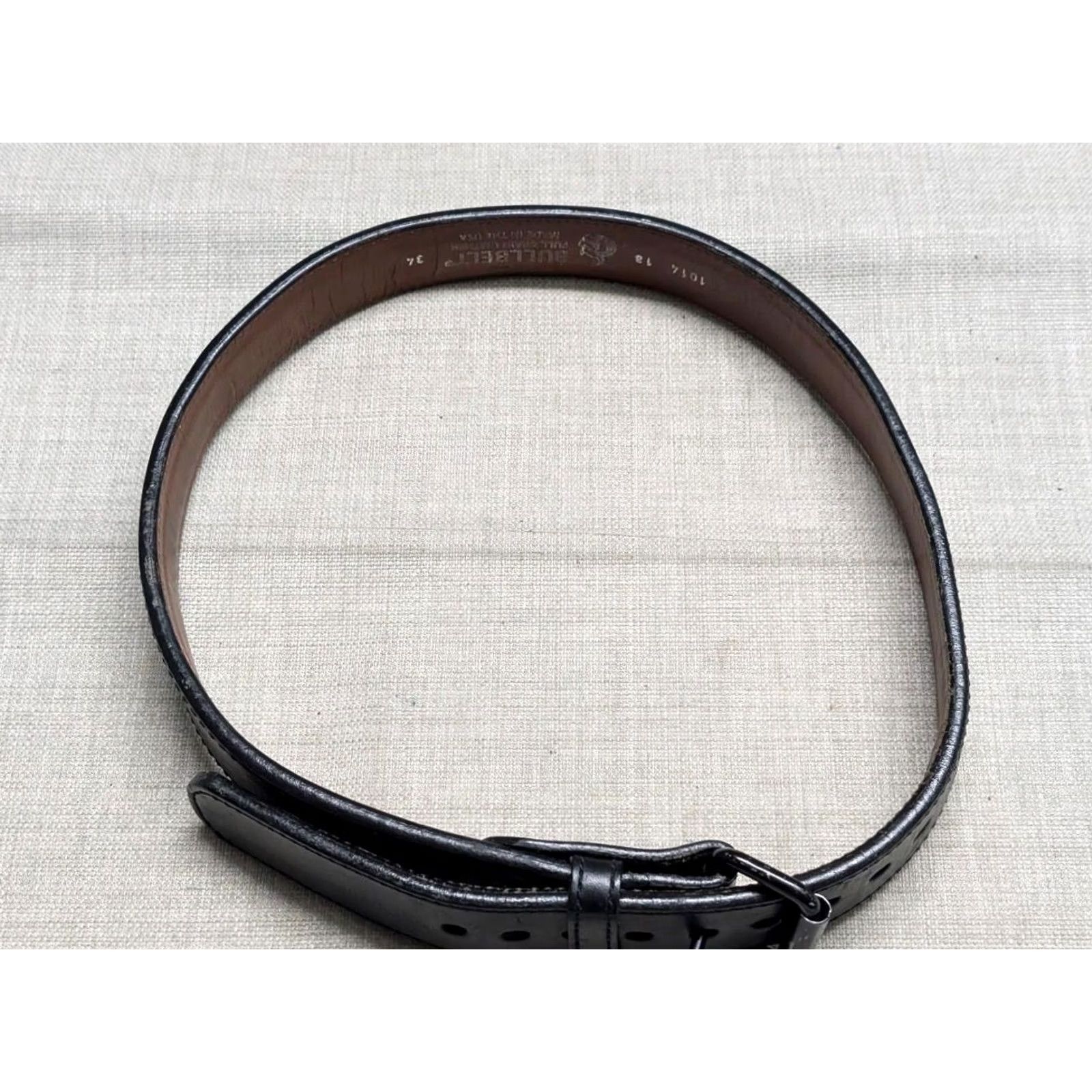 Vintage VINTAGE Bullbelts Western Belt 34 Black Leather Cowhide Full Grain Leather Belt Buckle Conceal Holster Mens Size 34 - 3 Thumbnail